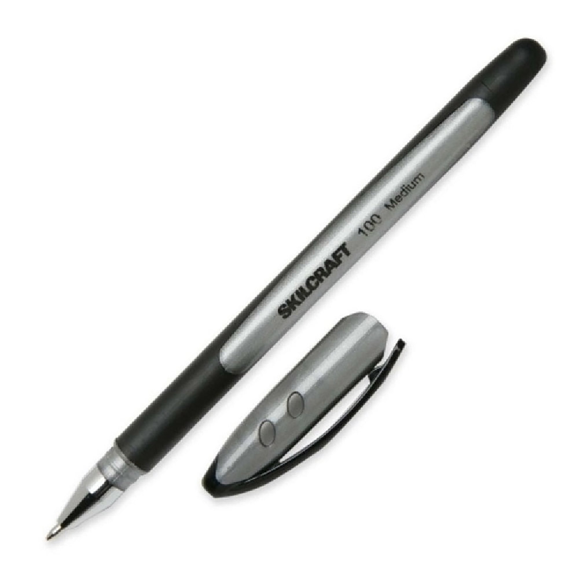 Pen, Ballpoint, Stick, Non-Refillable, Rubberized Barrel, Black, Medium Point - 12/PK
