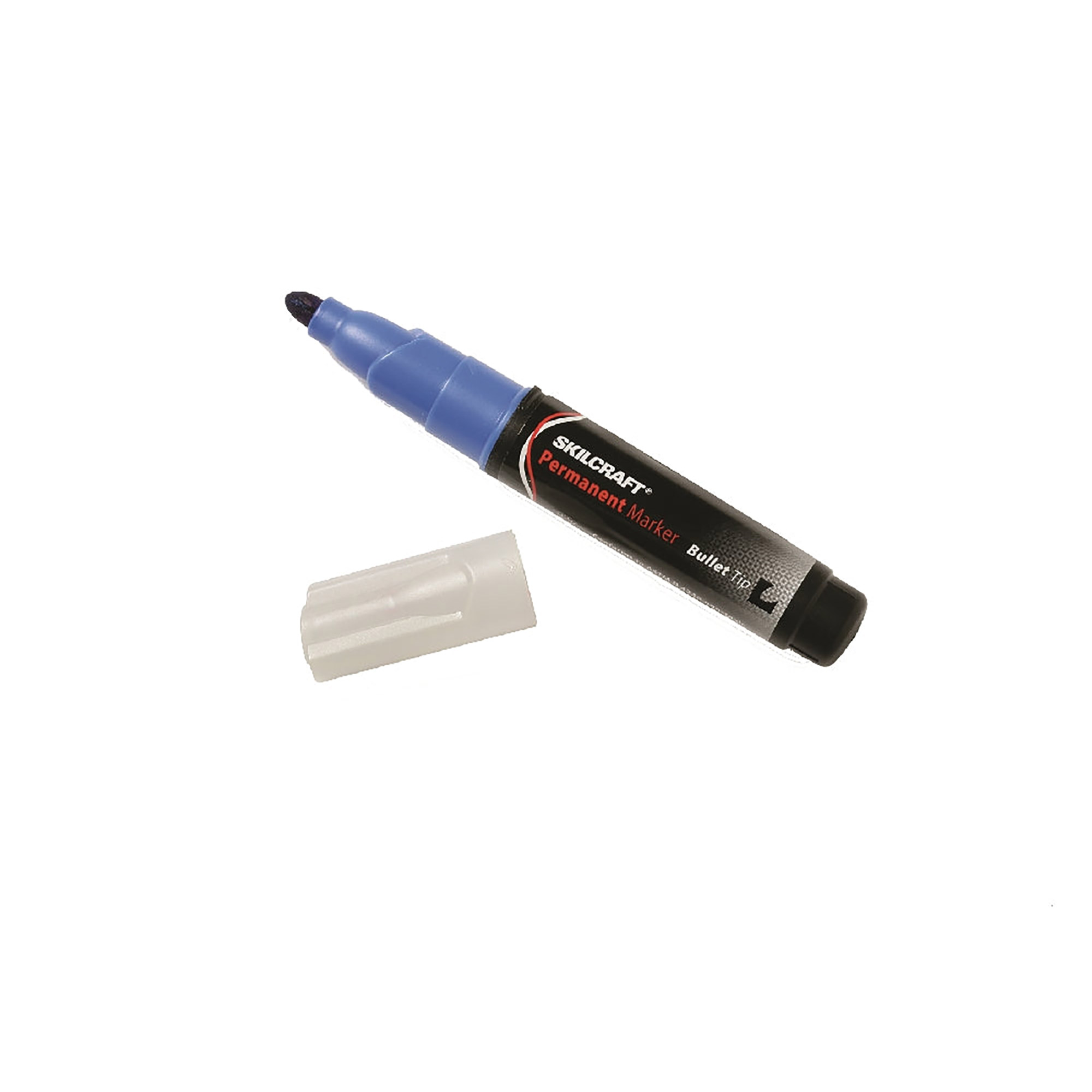Permanent Marker, Tube Type, Bullet Tip, Blue - 12/PK