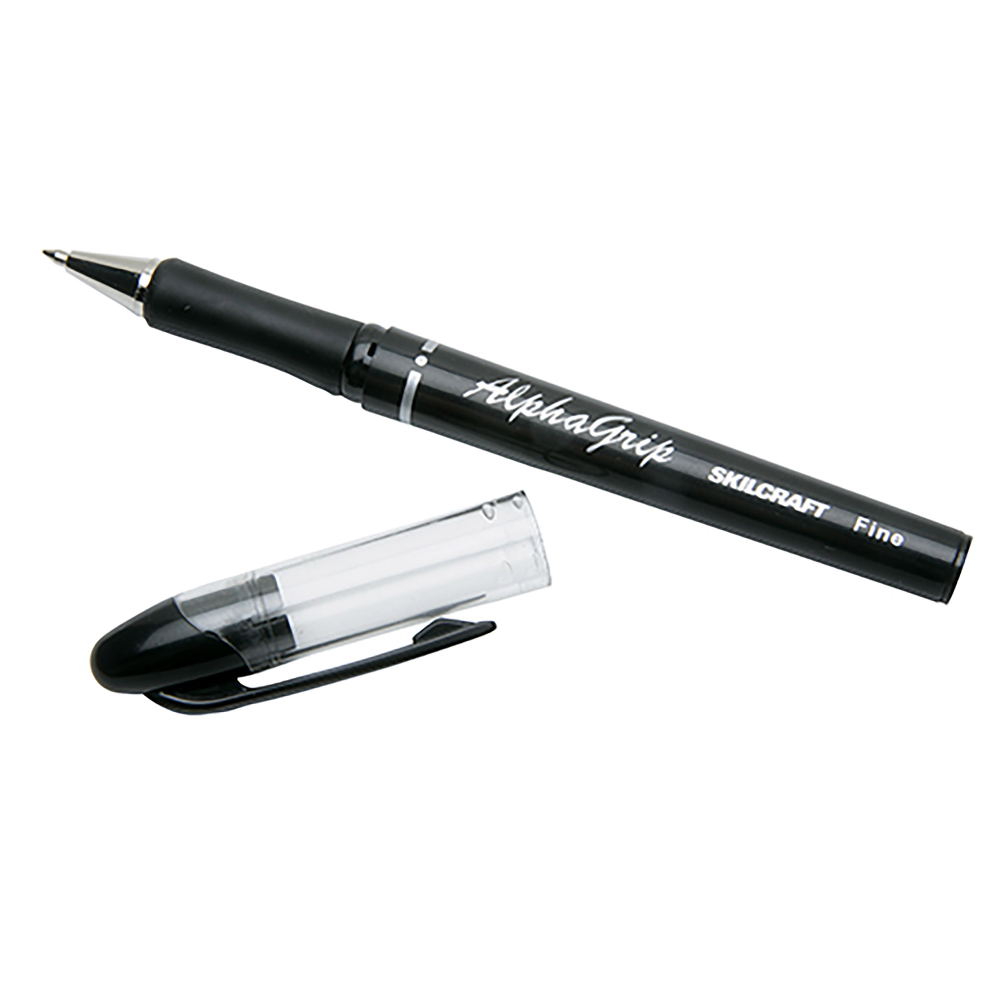 Pen, Ballpoint, Ergonomic, Refillable, Black, Fine Point - 12/PK