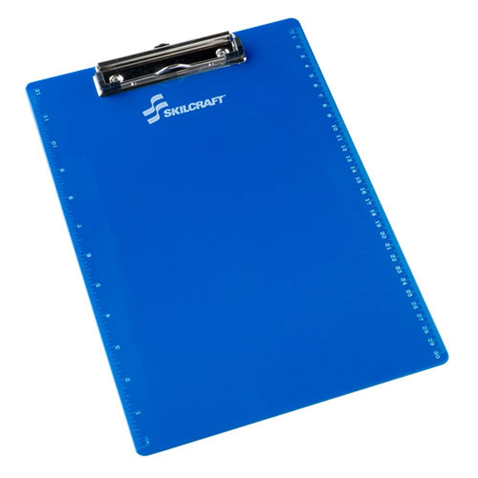 Clipboard, Plastic, Recycled, Blue with Ruler, 9" x 12" - Each
