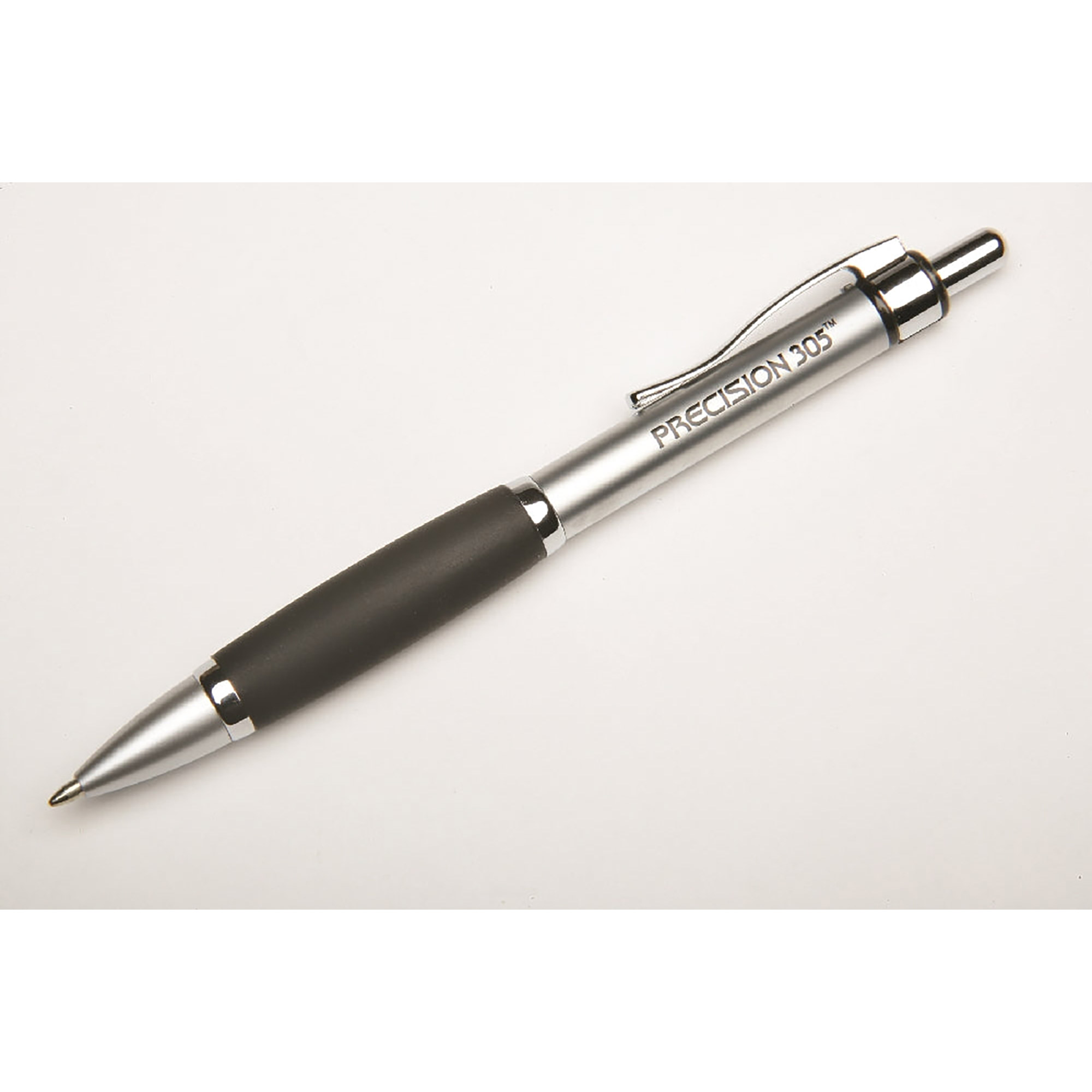 Pen, Ballpoint, Retractable, Silver Barrel, Black, Medium Point - 12/PK