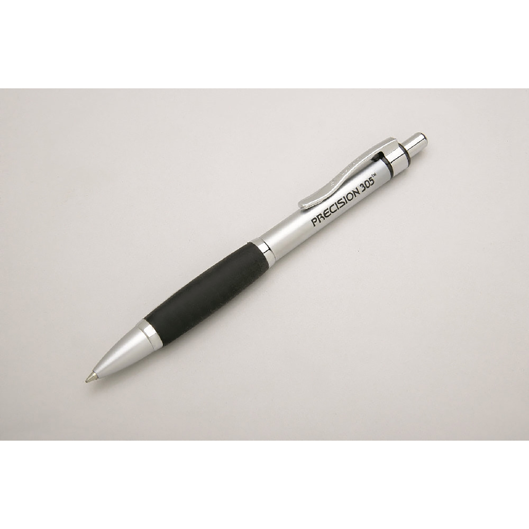 Pen, Ballpoint, Retractable, Silver Barrel, Black, Fine Point - 12/PK