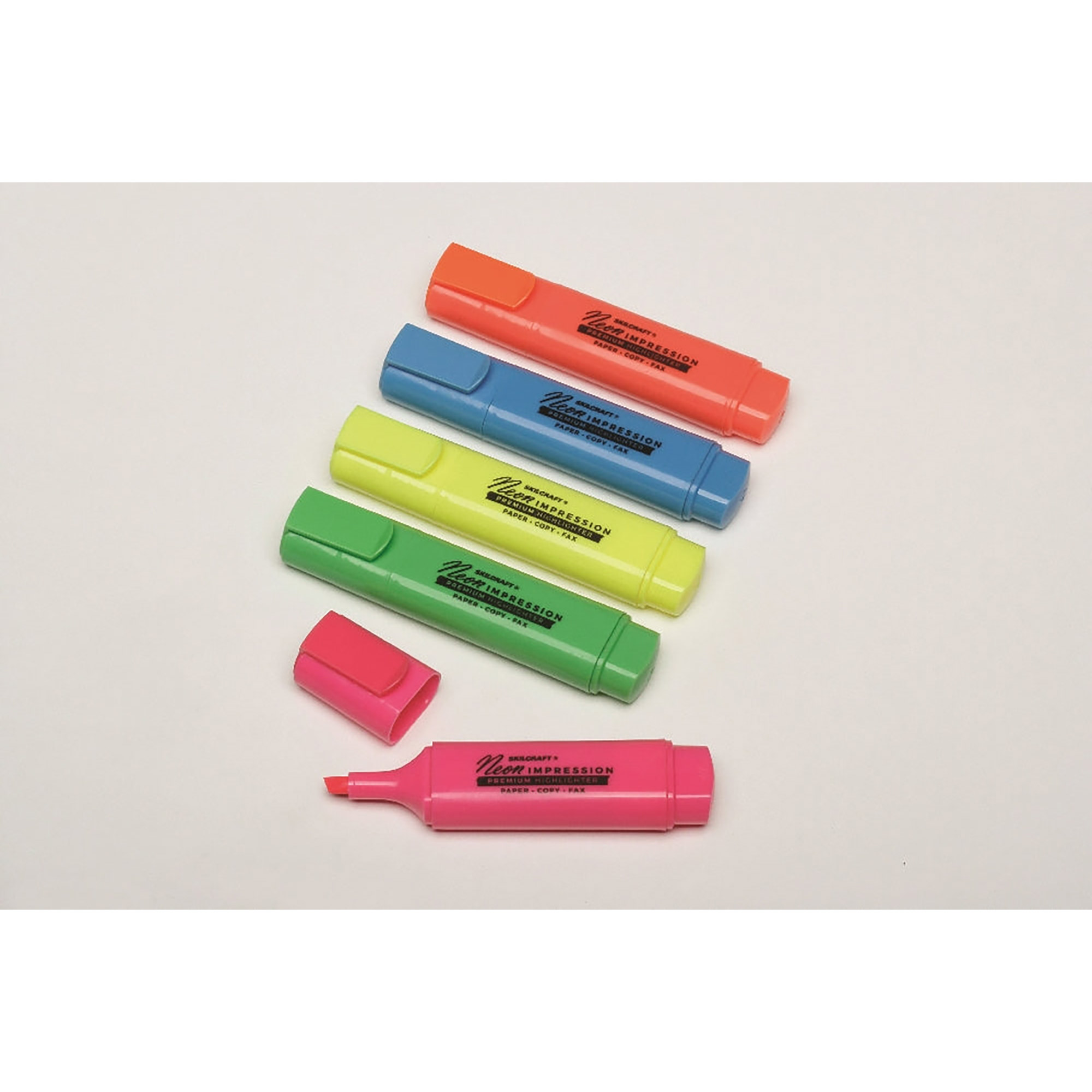 Markers, Highlighter, Flat Barrel, Chisel Tip, 5 Color Set