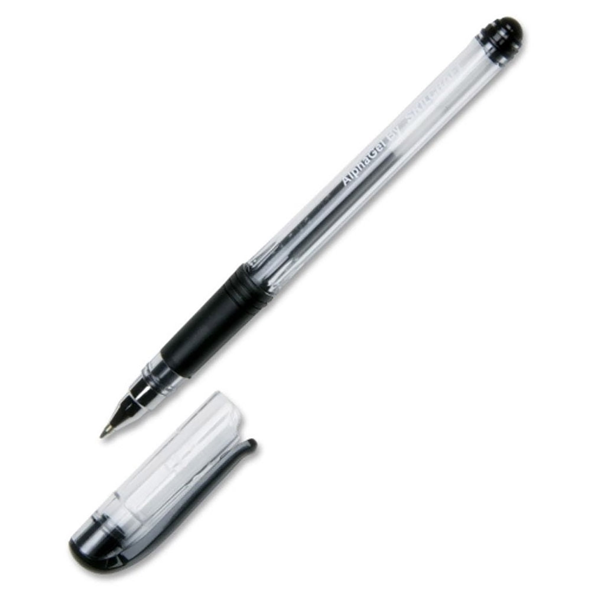 Pen, Gel, Stick, Translucent Barrel, Black, Medium Point - 12/PK