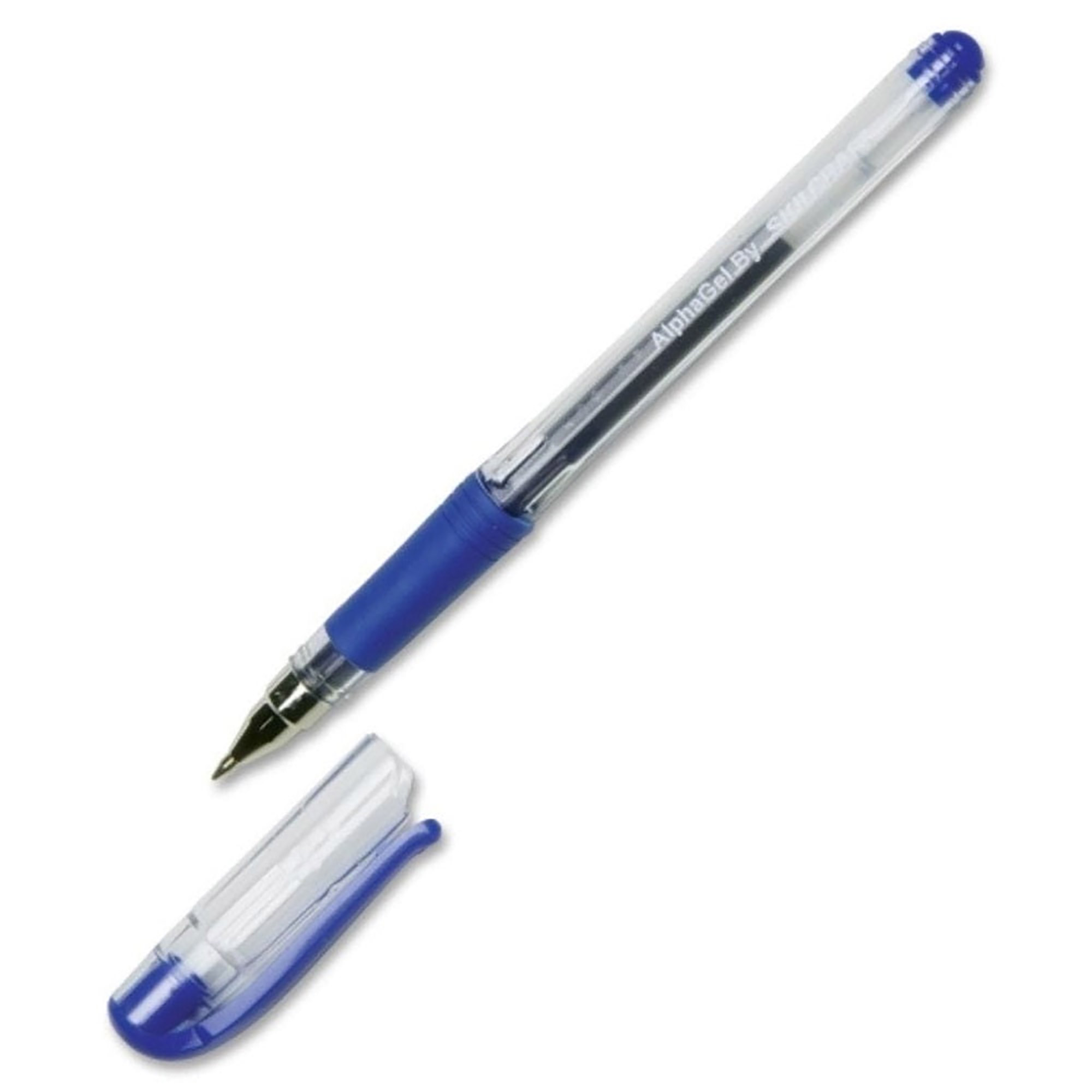 Pen, Gel, Stick, Translucent Barrel, Blue, Medium Point - 12/PK