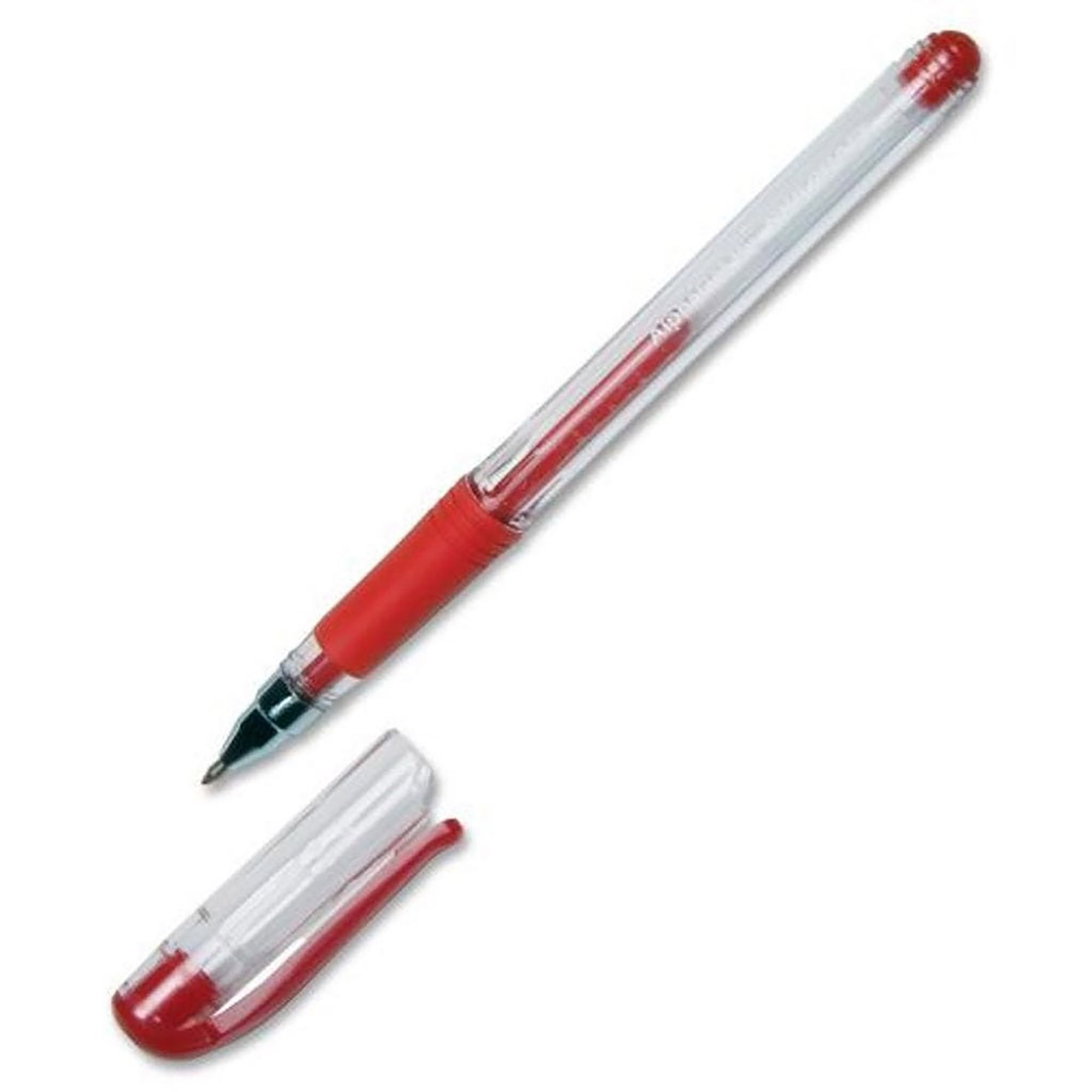 Pen, Gel, Stick, Translucent Barrel, Red, Medium Point - 12/PK