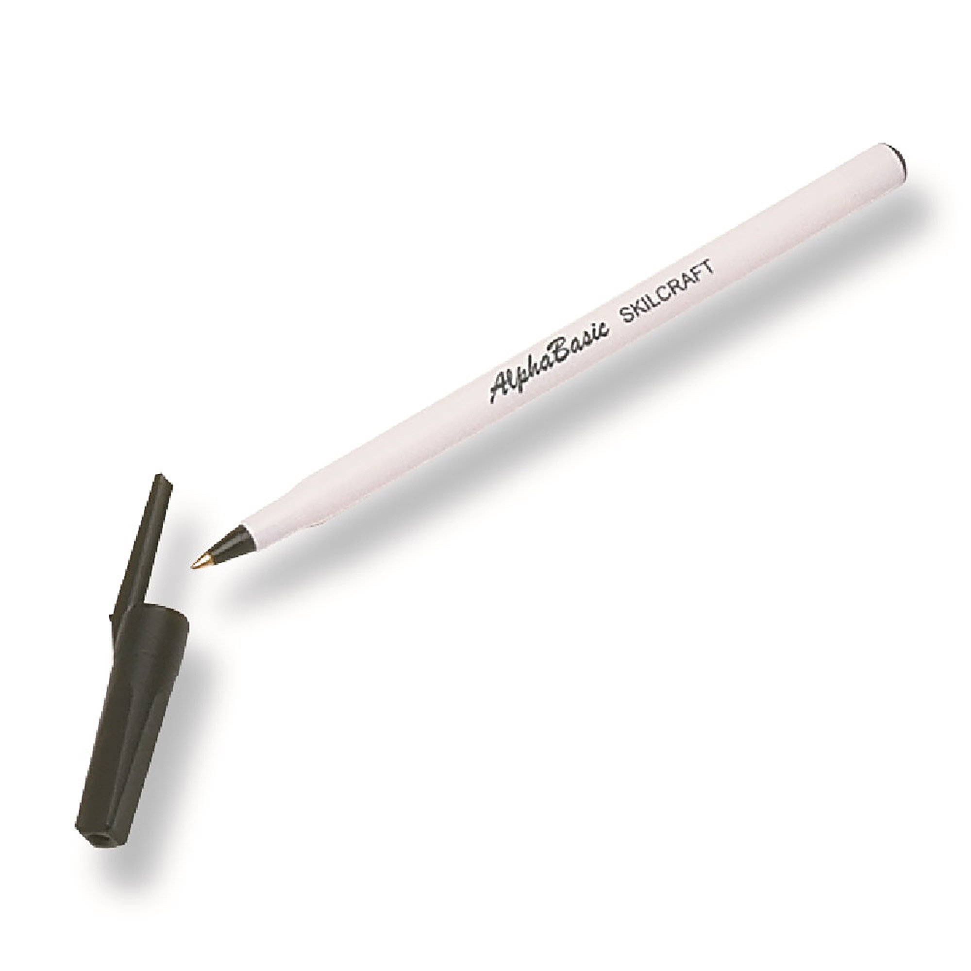Pen, Stick, Ballpoint, Round Barrel, Alphabasic, Medium Point, Black - 12/PK