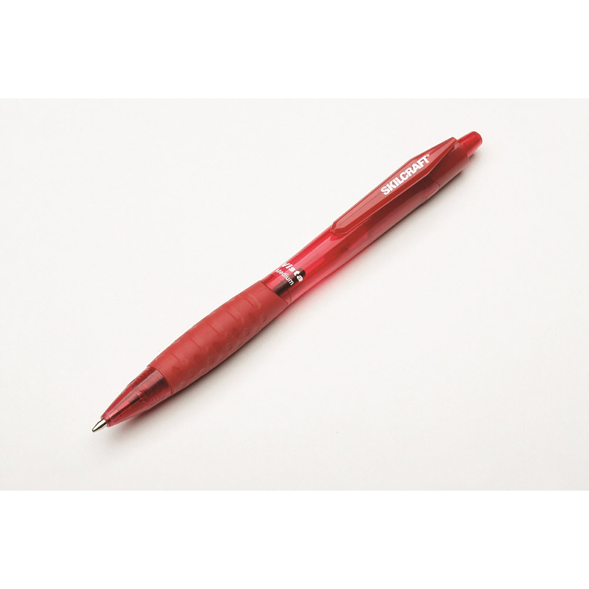 Pen, Ballpoint, Retractable, Tinted Barrel, Vista, Red, Medium Point - 12/PK
