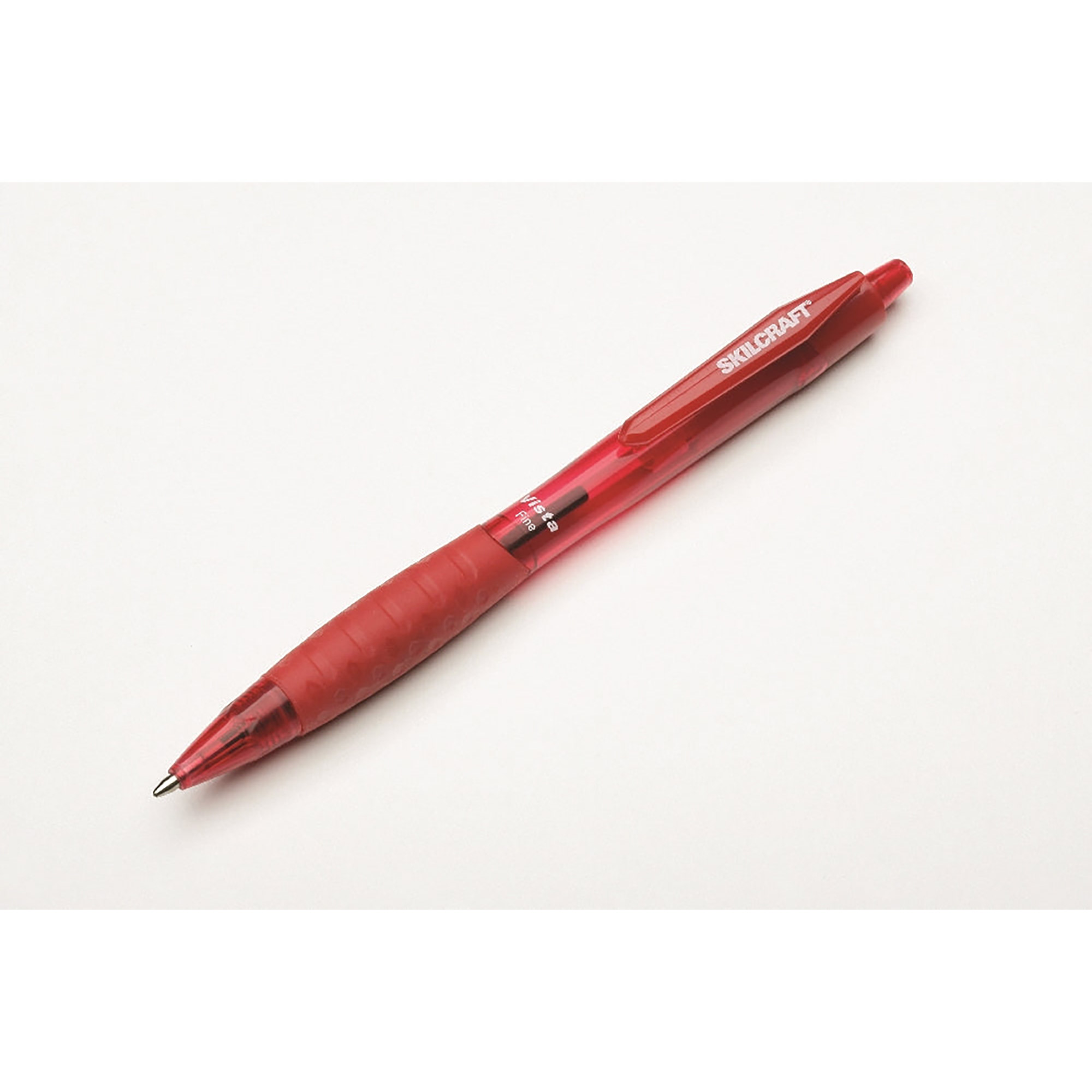 Pen, Ballpoint, Retractable, Tinted Barrel, Vista, Red, Fine Point - 12/PK