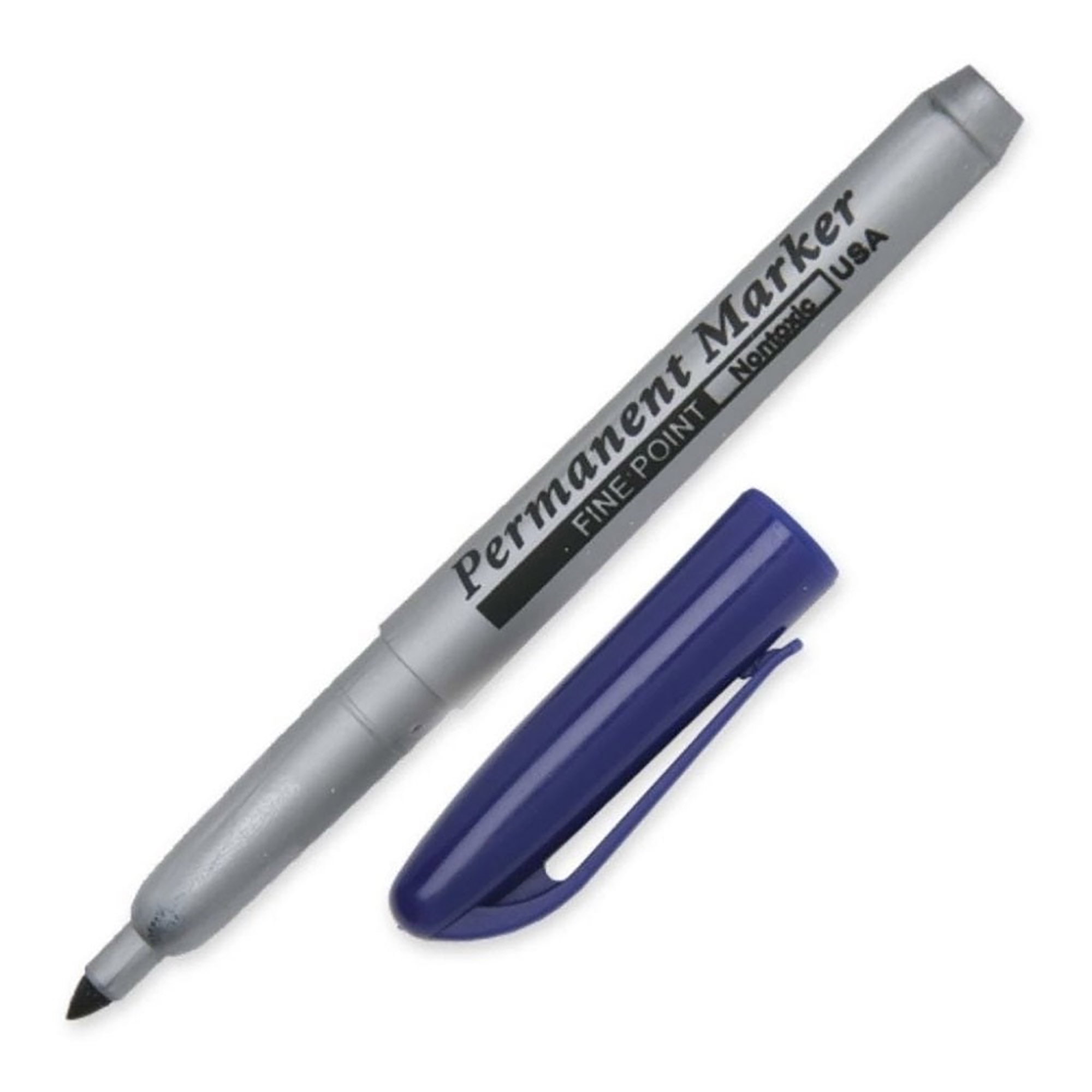 Marker, Permanent, Fine Point, Blue - 12/PK