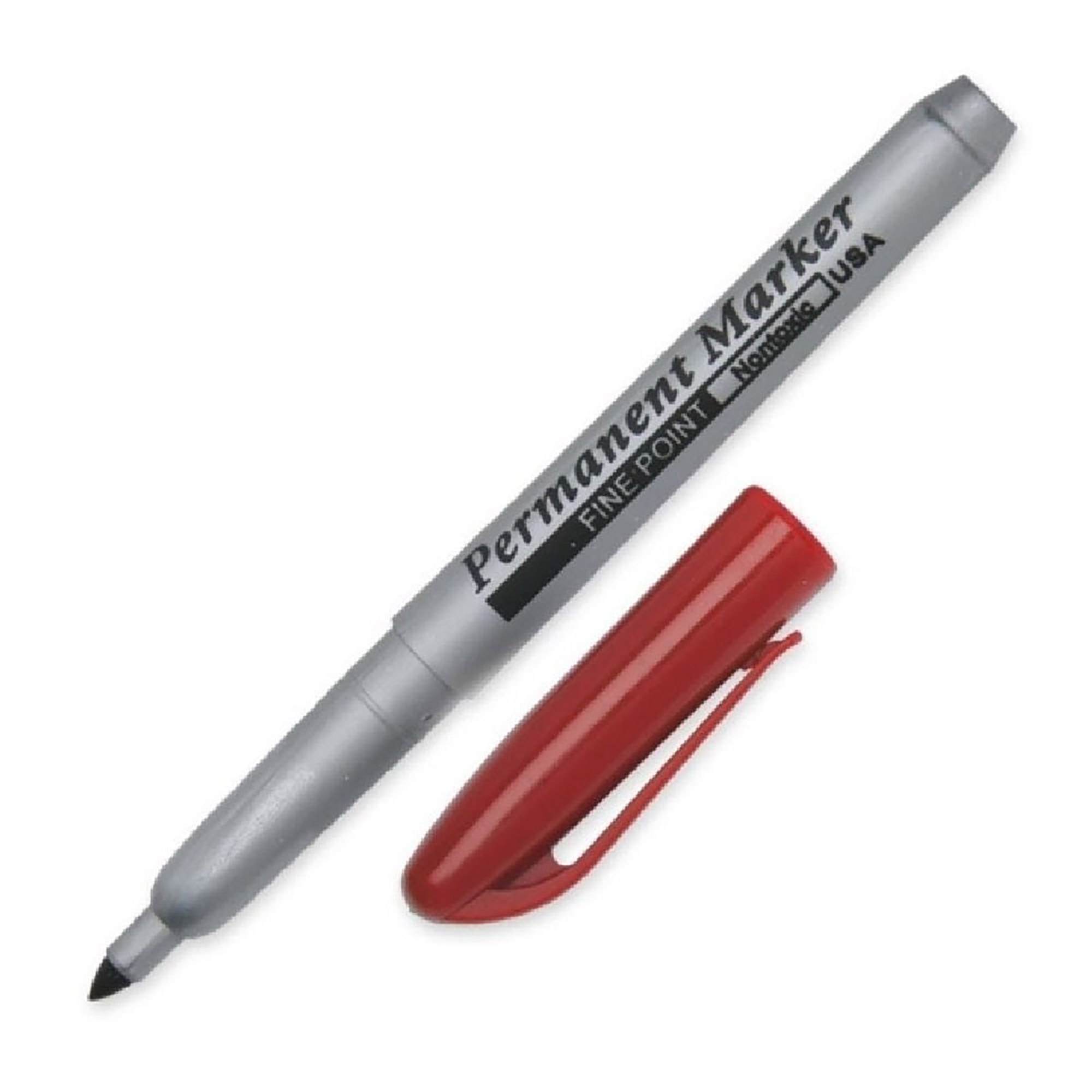 Marker, Permanent, Fine Point, Red - 12/PK