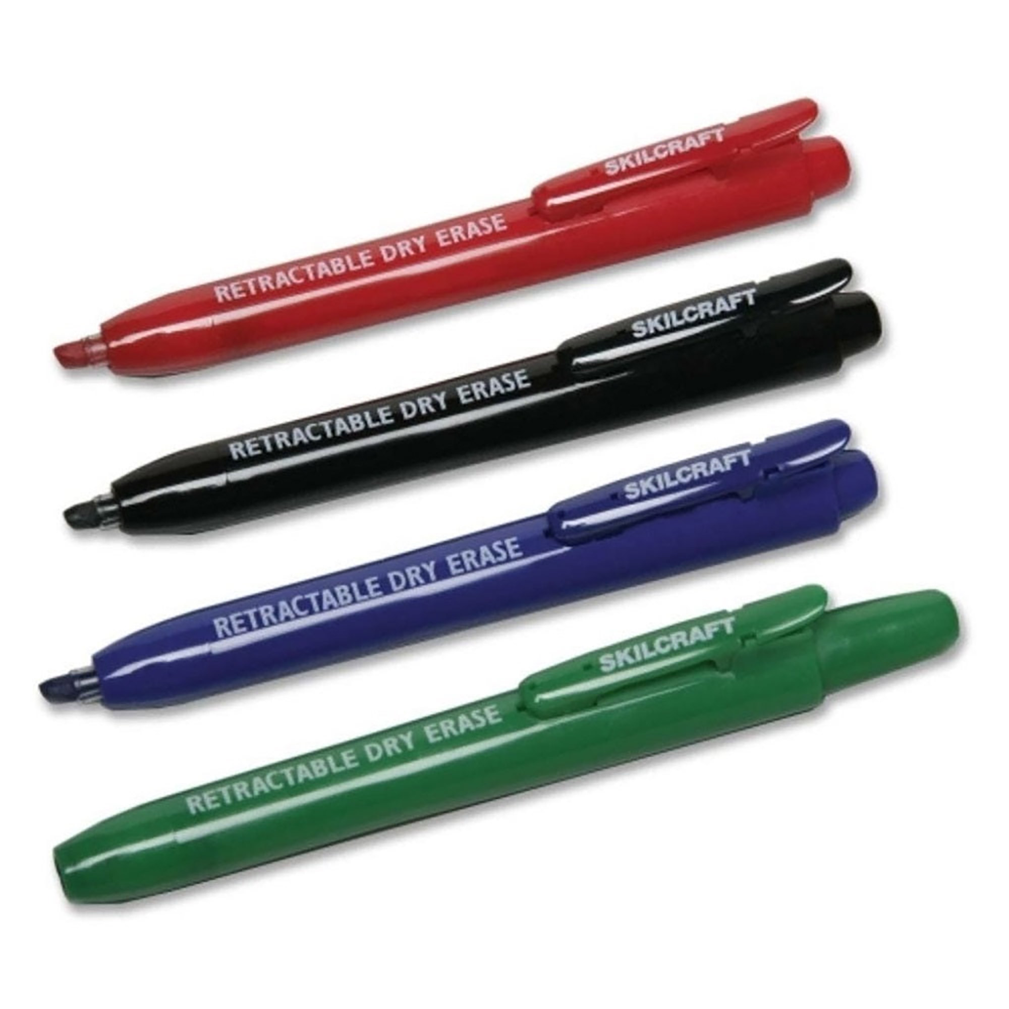 Markers, Dry Erase, Retractable, Chisel Tip, 4-Color Set