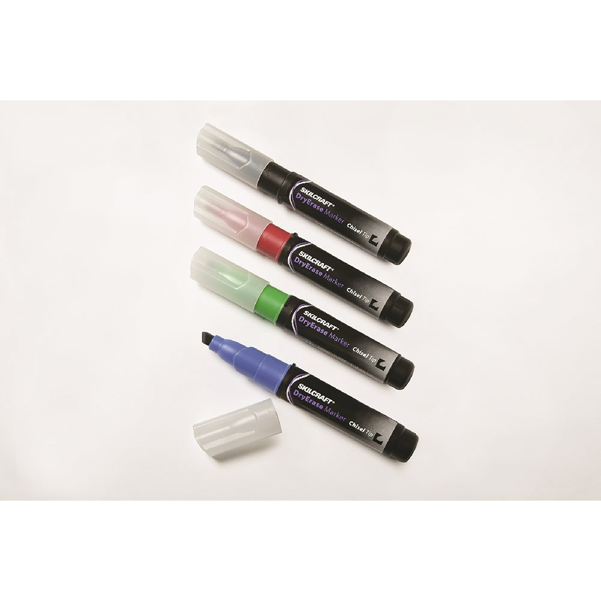 Marker Set, Dry Erase, Tube Type, Chisel Tip, 4 Colors