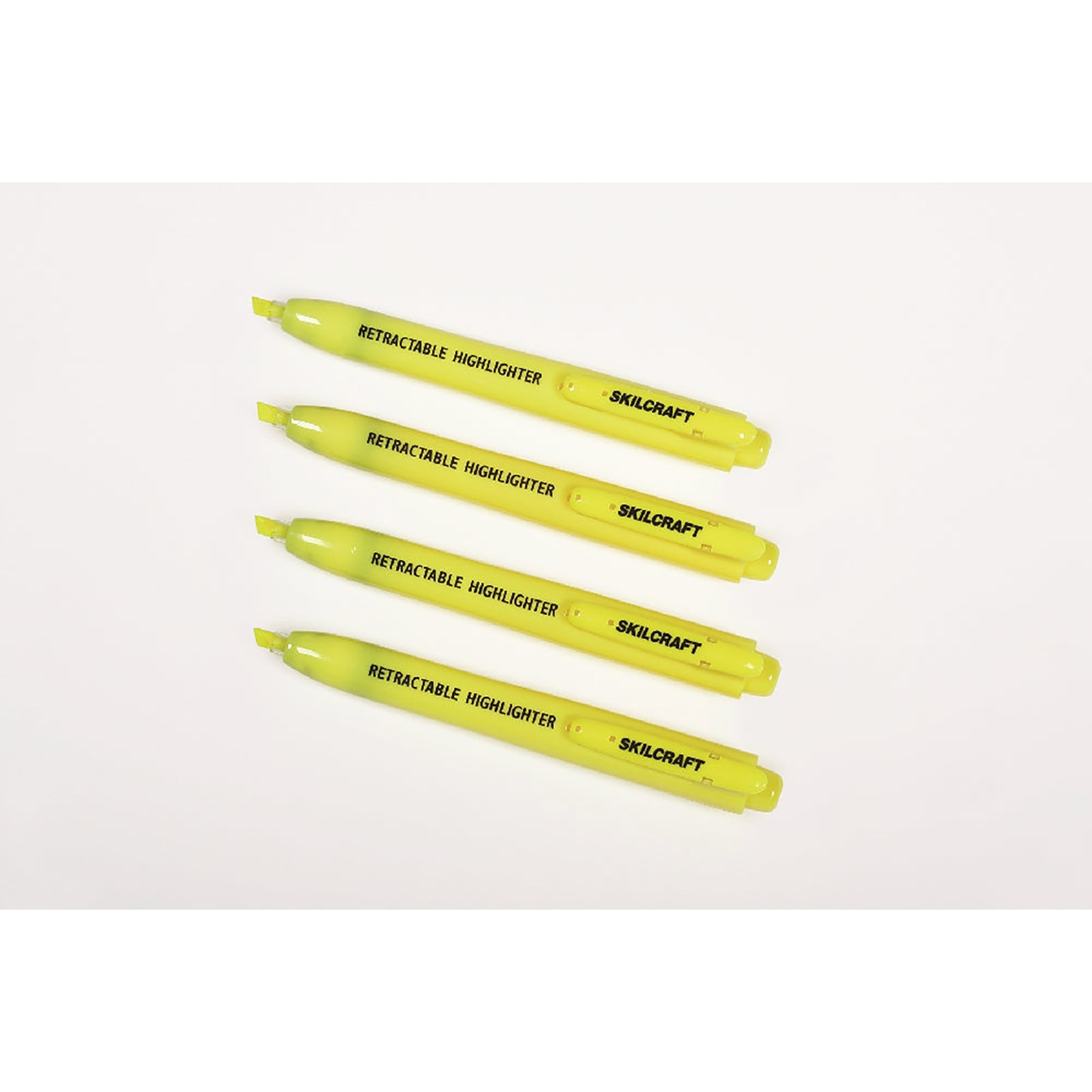 Markers, Highlighter, Retractable, Chisel Tip, Yellow, 4/PK