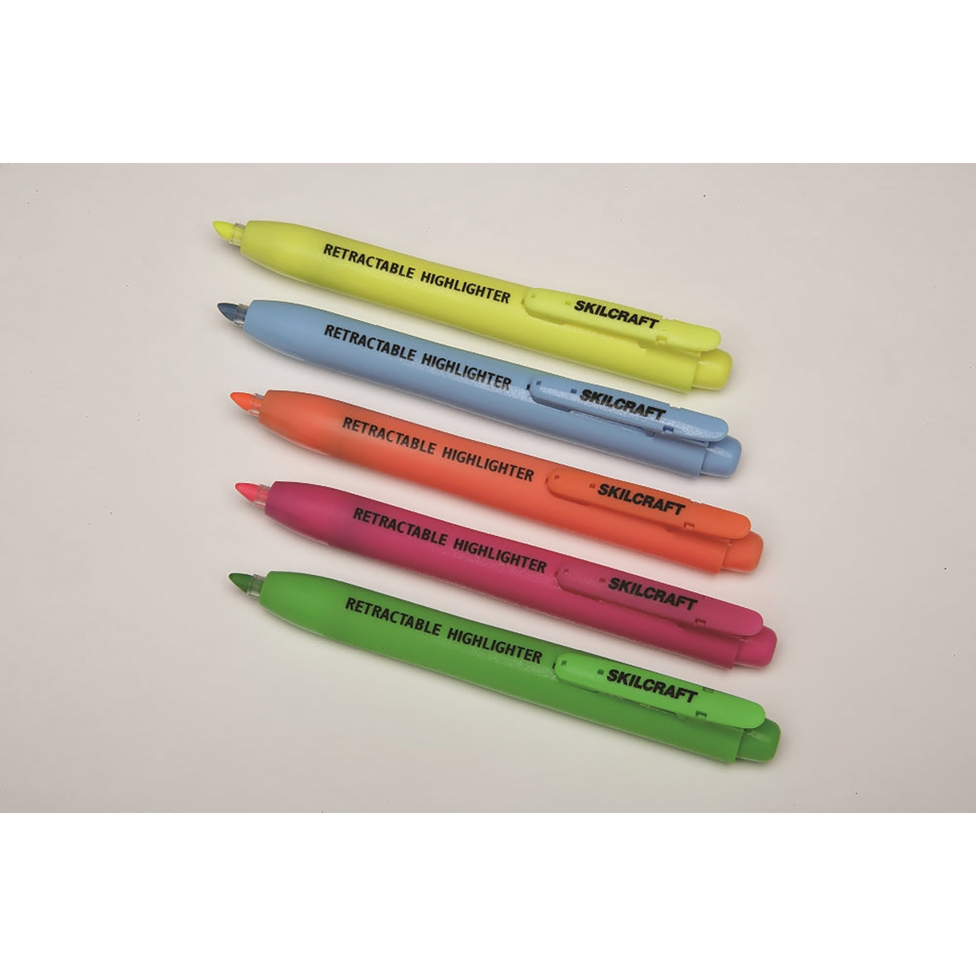 Markers, Highlighters, Retractable, Chisel Tip, 5-Color Set
