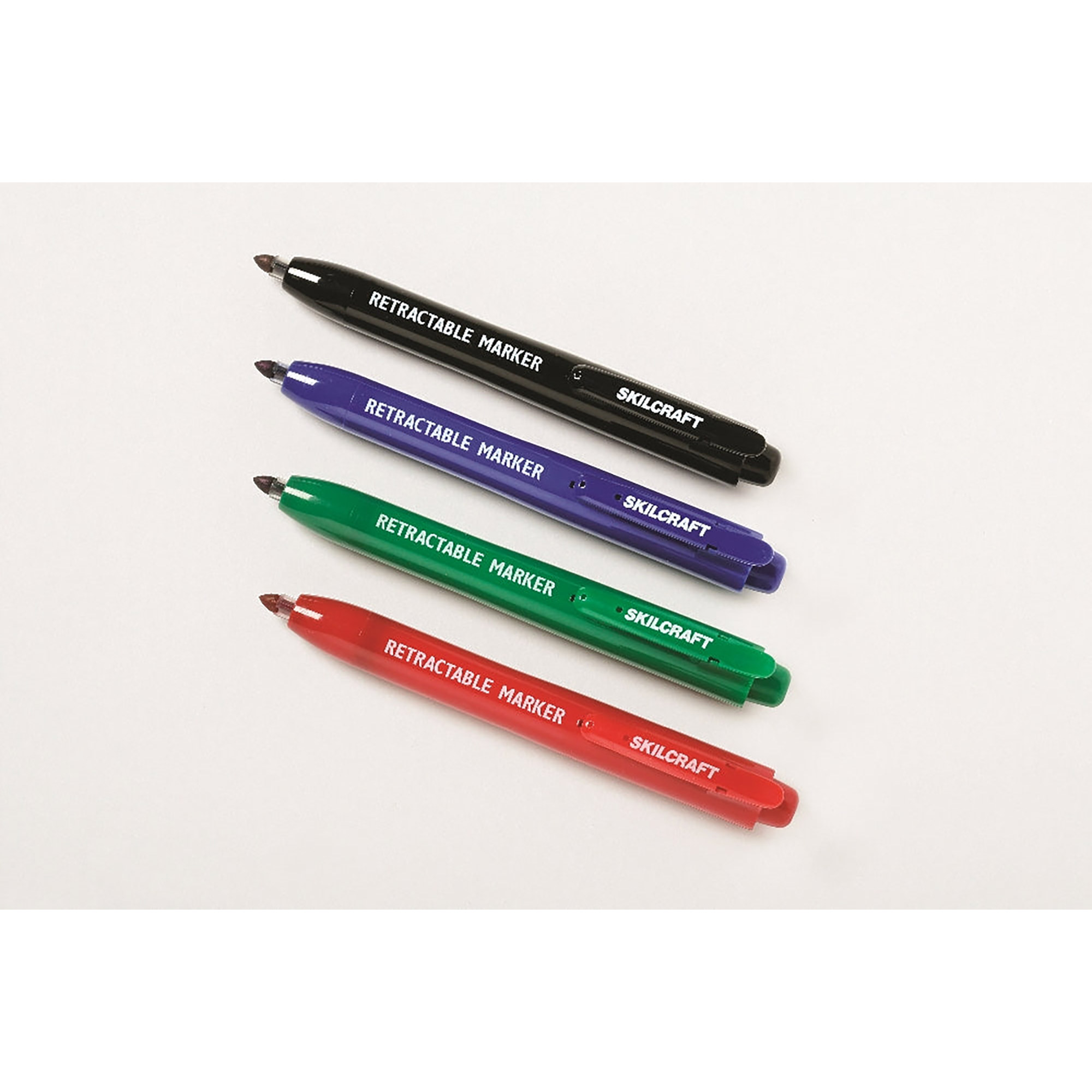 Markers, Permanent, Retractable, Fine Point, 4-Color Set