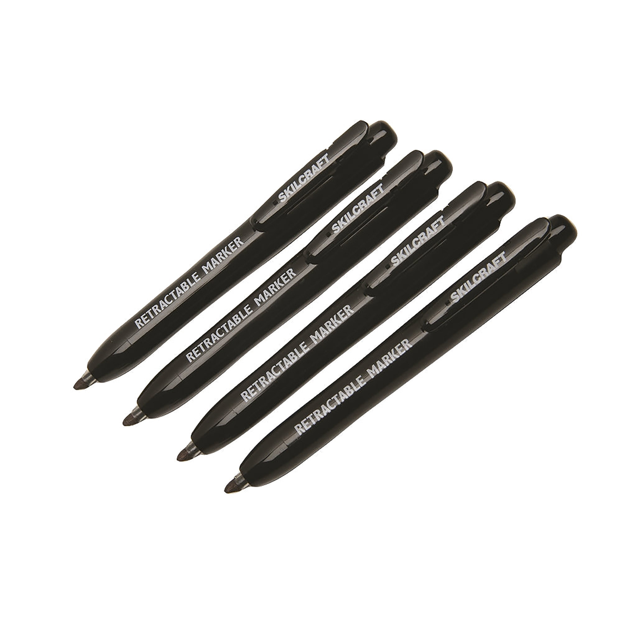 Markers, Permanent, Retractable, Chisel Tip, Black - 12/PK