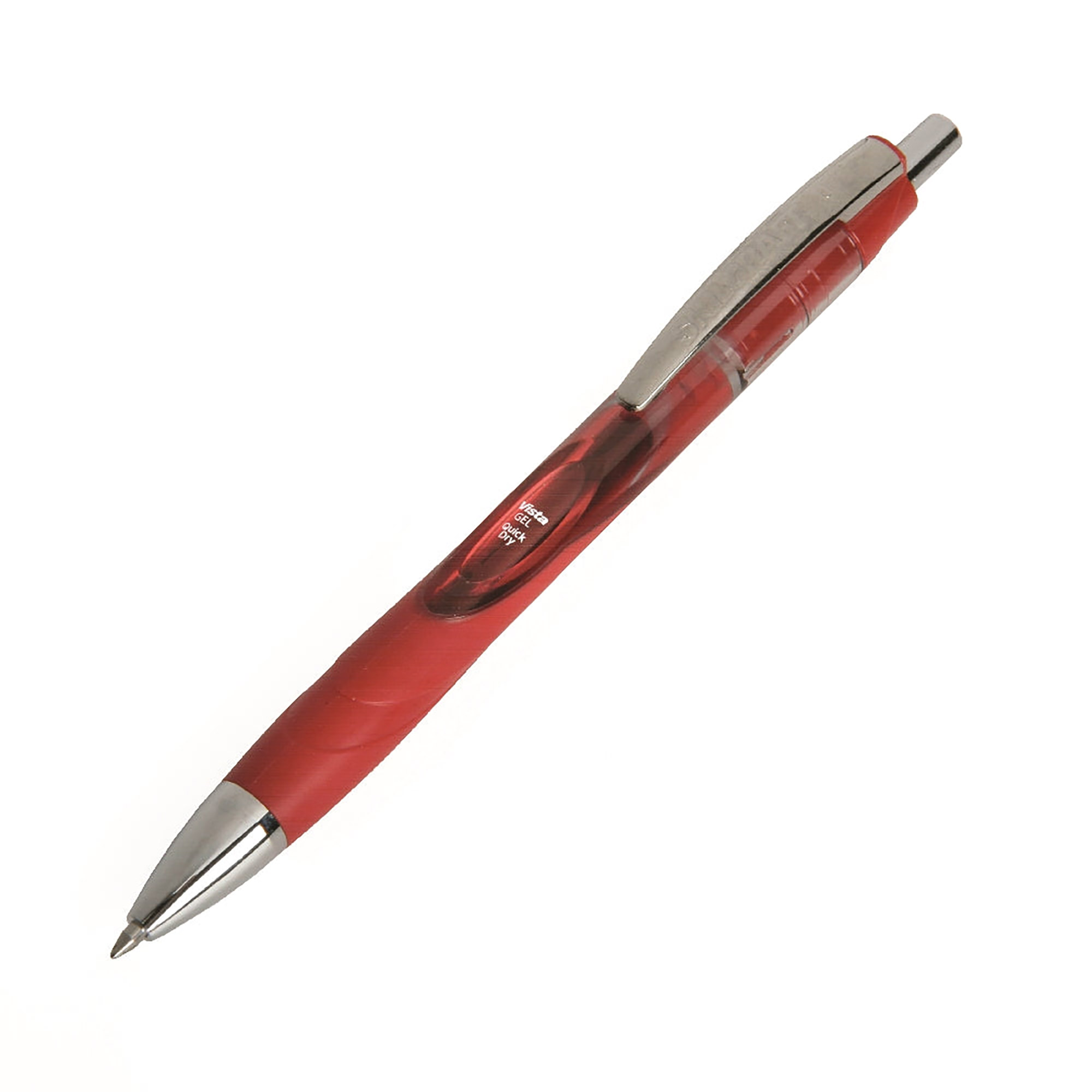 Pen, Gel, Retractable, Refillable, Tinted Barrel, Vista, Red, Medium Point - 12/PK
