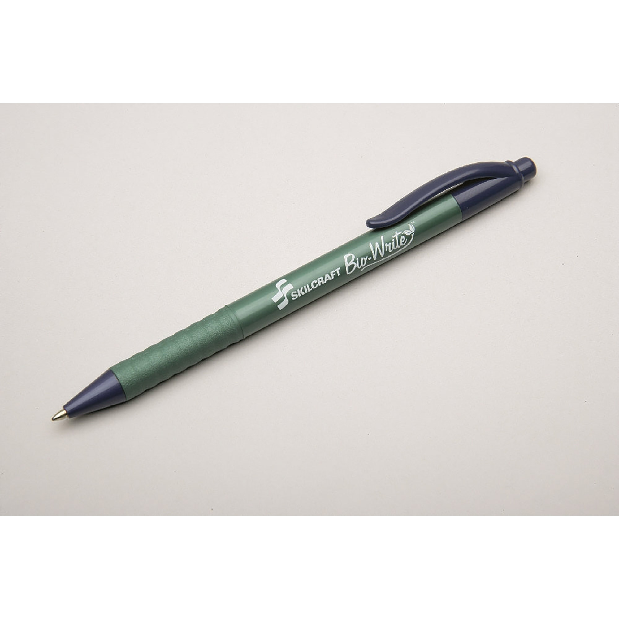 Pen, Ballpoint, Retractable, Bio-Based, Blue Accents, Fine Point - 12/PK