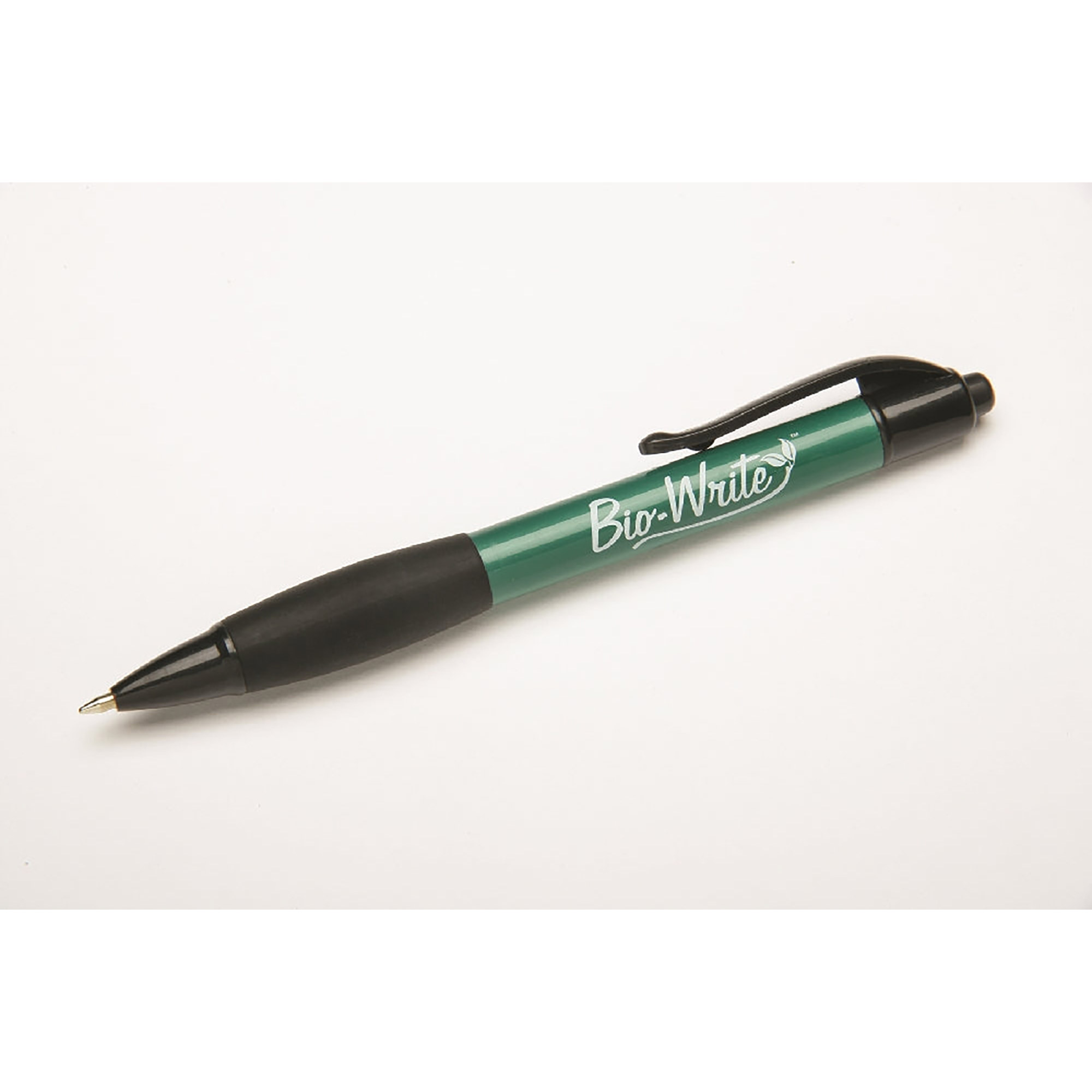 Pen, Ballpoint, Retractable, Bio-Based, Rubber Grip, Black Accents, Fine Point - 12/PK