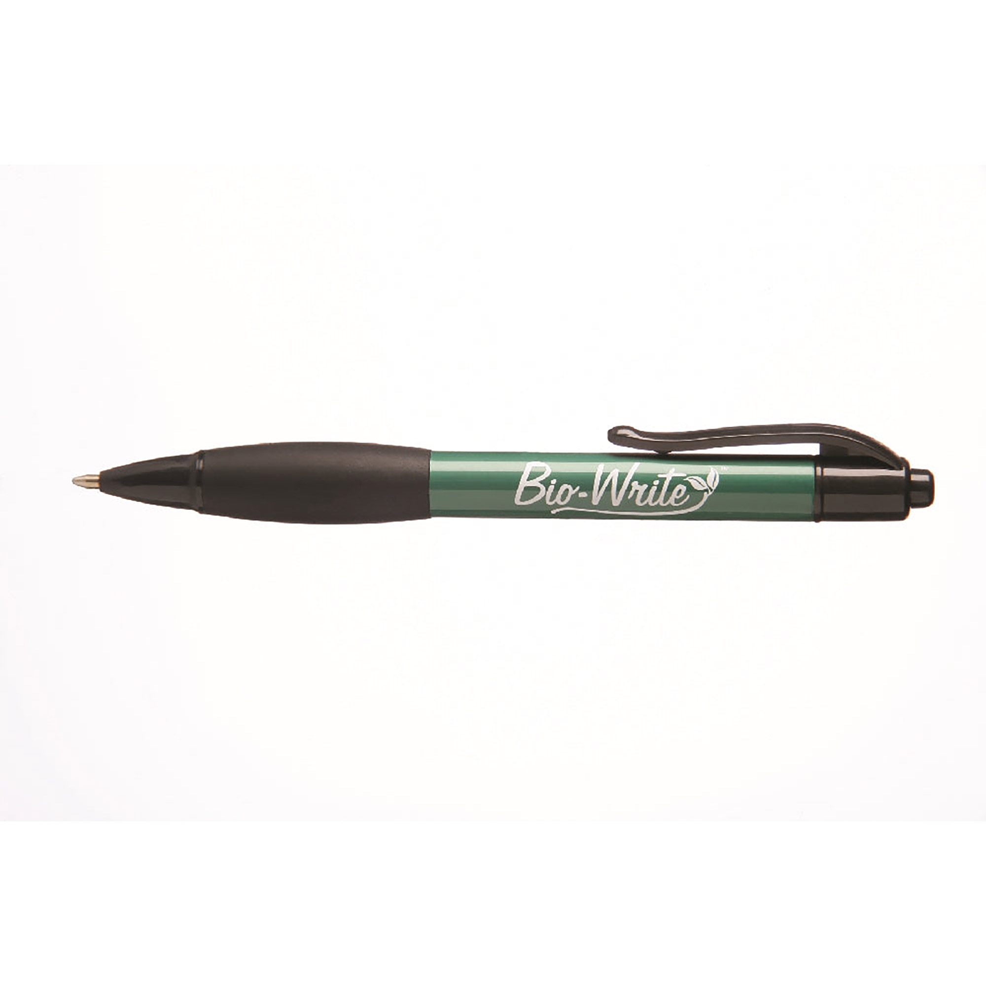 Pen, Ballpoint, Retractable, Bio-Based, Rubber Grip, Black Accents, Medium Point - 12/PK