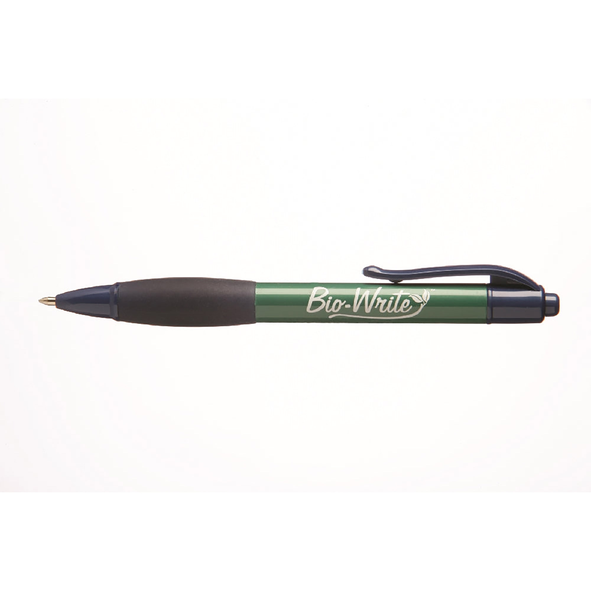 Pen, Ballpoint, Retractable, Bio-Based, Rubber Grip, Blue Accents, Medium Point - 12/PK