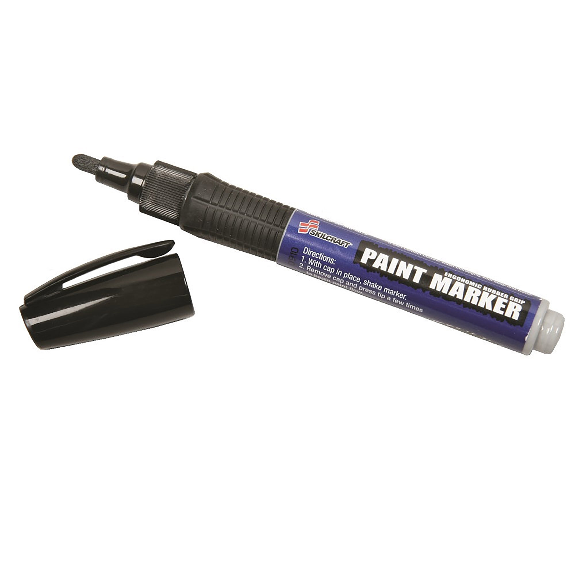 Marker, Paint, Oil Based, Medium Point, Rubber Grip, Black - 6/PK