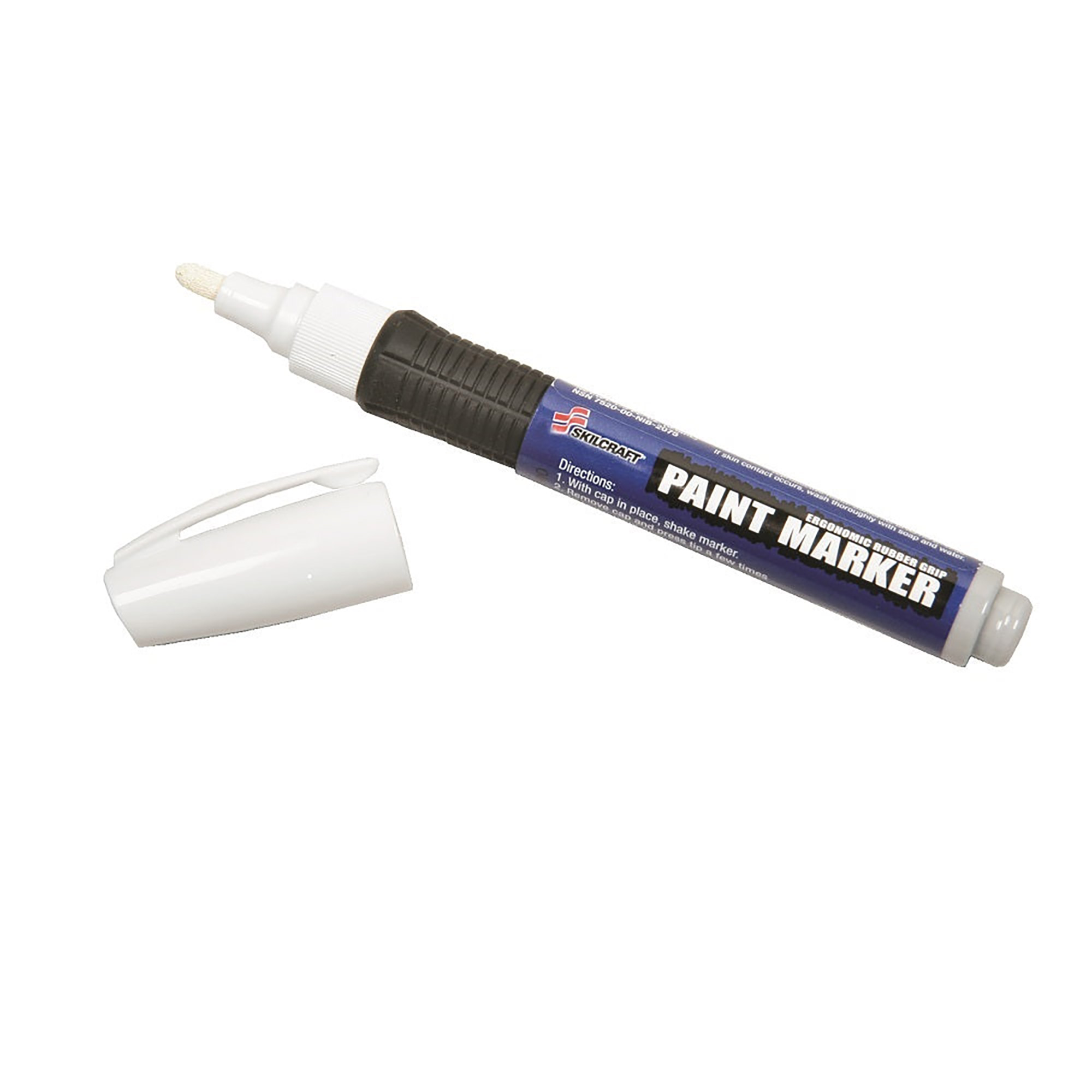 Marker, Paint, Oil Based, Medium Point, Rubber Grip, White - 6/PK