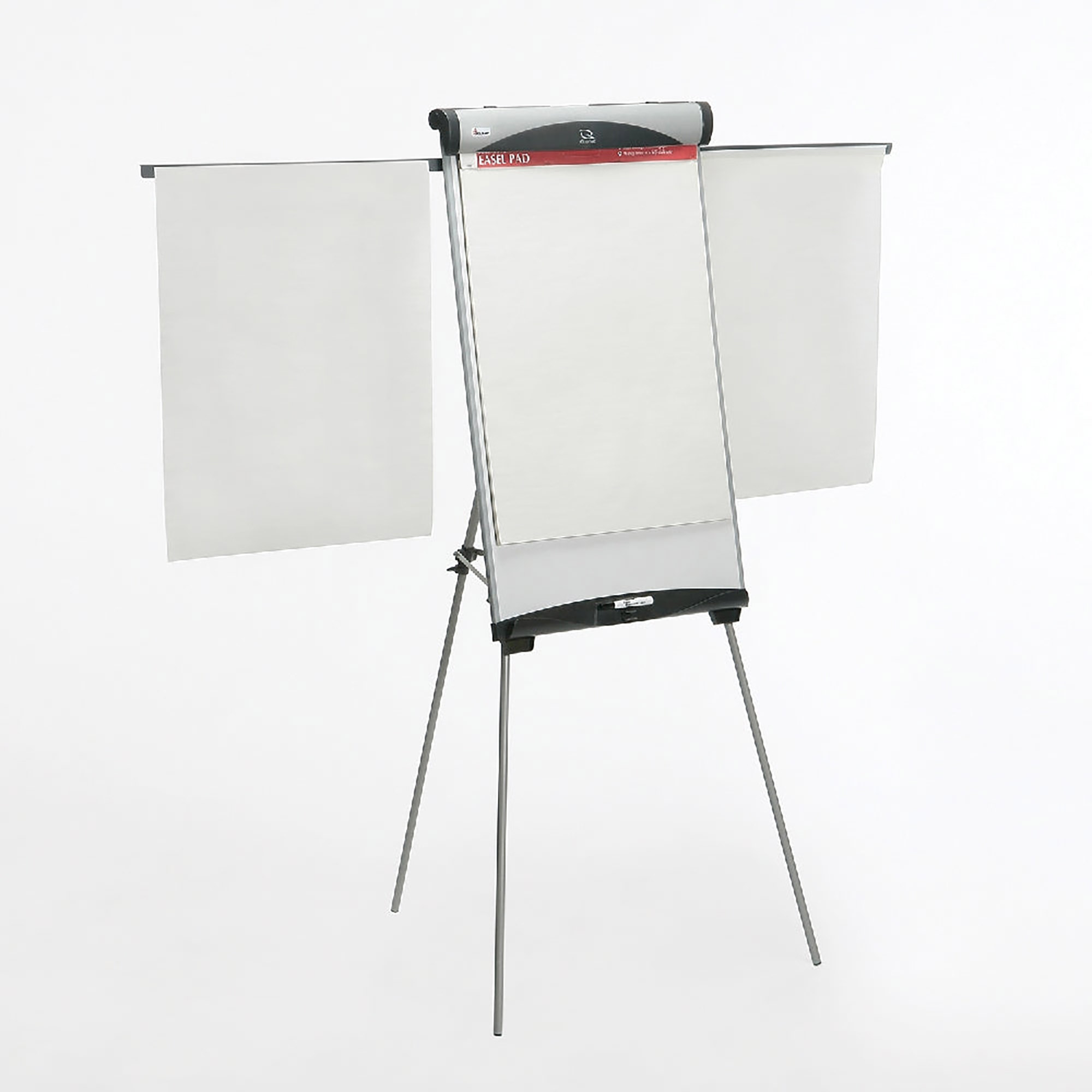 Presentation Easel w/Pad, Magnetic Whiteboard, 27"x39", Silver U-shaped Frame, Adj. Height & Arms