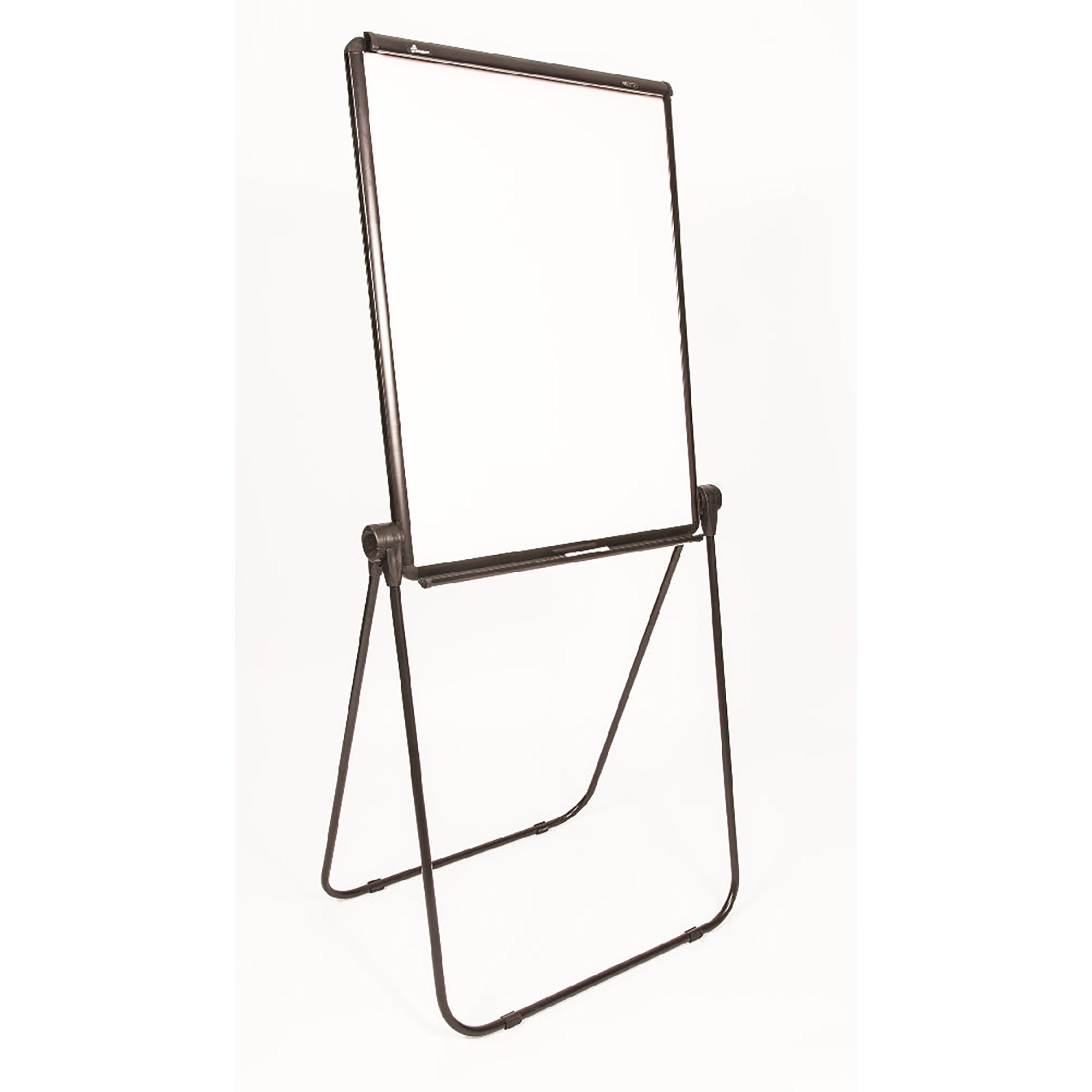 Presentation Easel, Dbl. Sided Melamine Whiteboard/Flipchart, 27"x34", Blk. U-Shaped Adj. Base