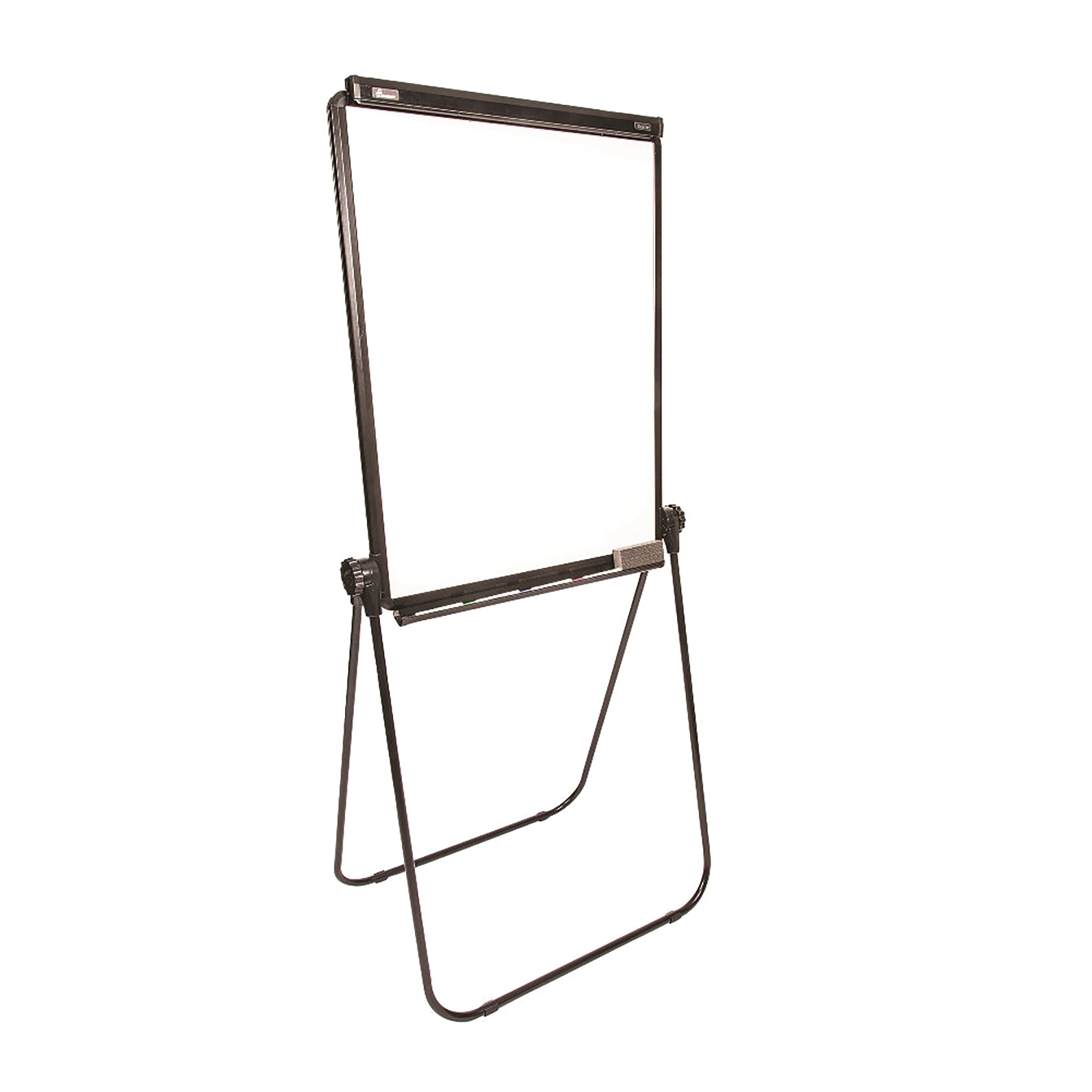Presentation Easel, Dbl. Sided 26" x 34" White Board/Flipchart, Black Frame, Adj. U-Shaped Base