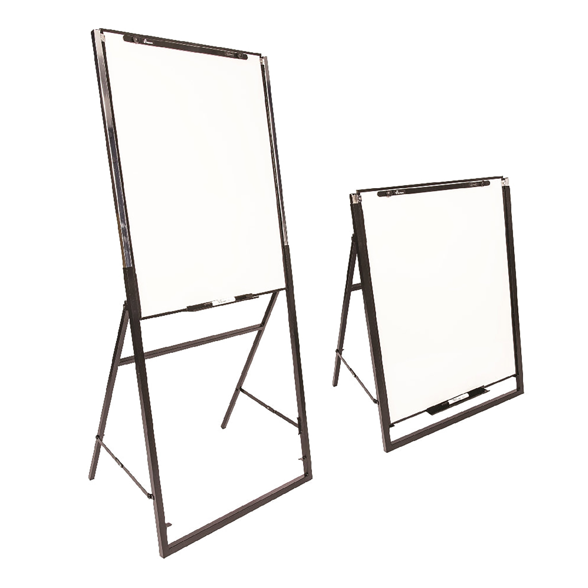 Presentation Easel, Melamine Whiteboard/Flipchart, 26" x 35", Black Frame, Adjustable Height - Each