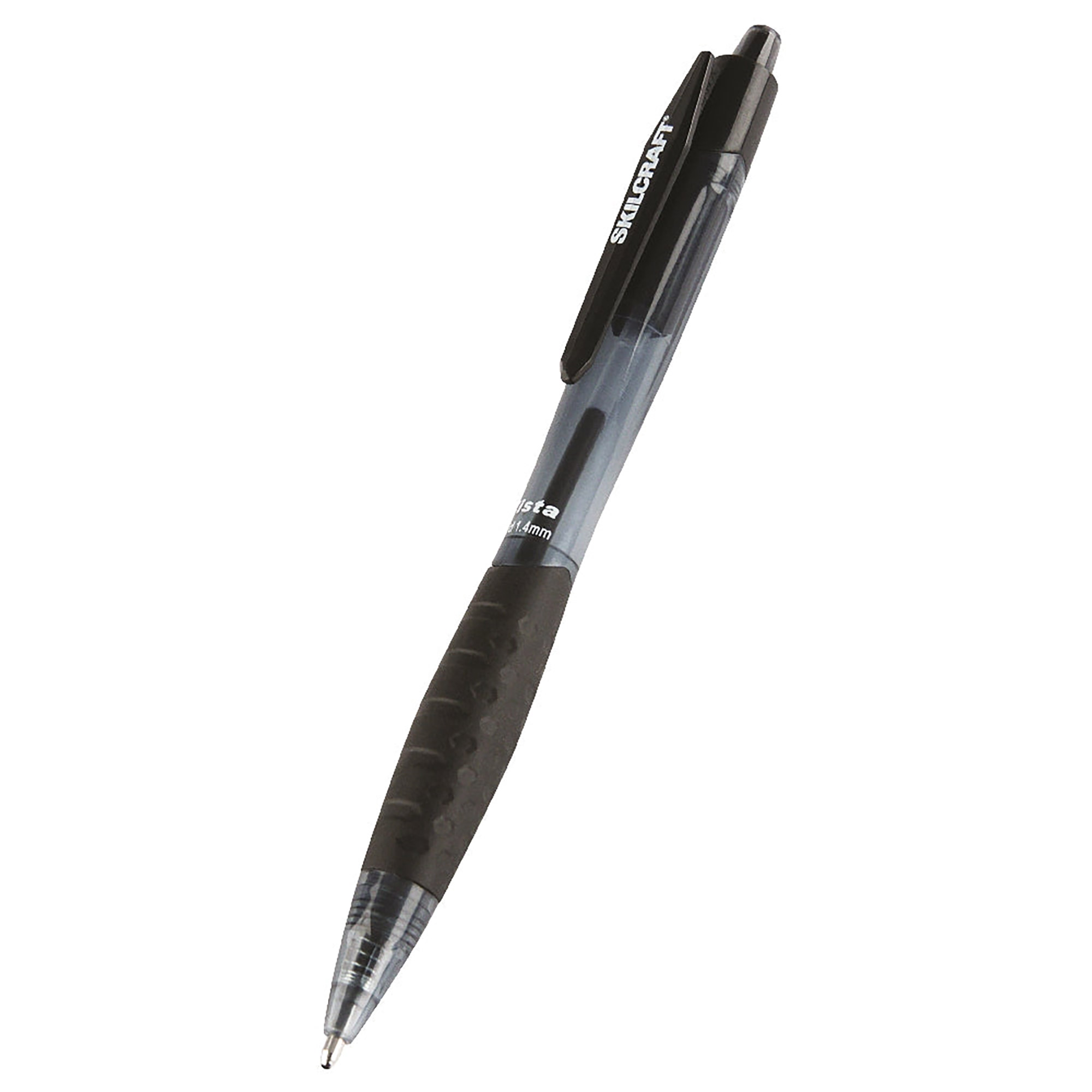 Pen, 1.4Mm Bold, Ballpoint With Clip, Cushion Grip, Black Ink, Refillable - 12/PK