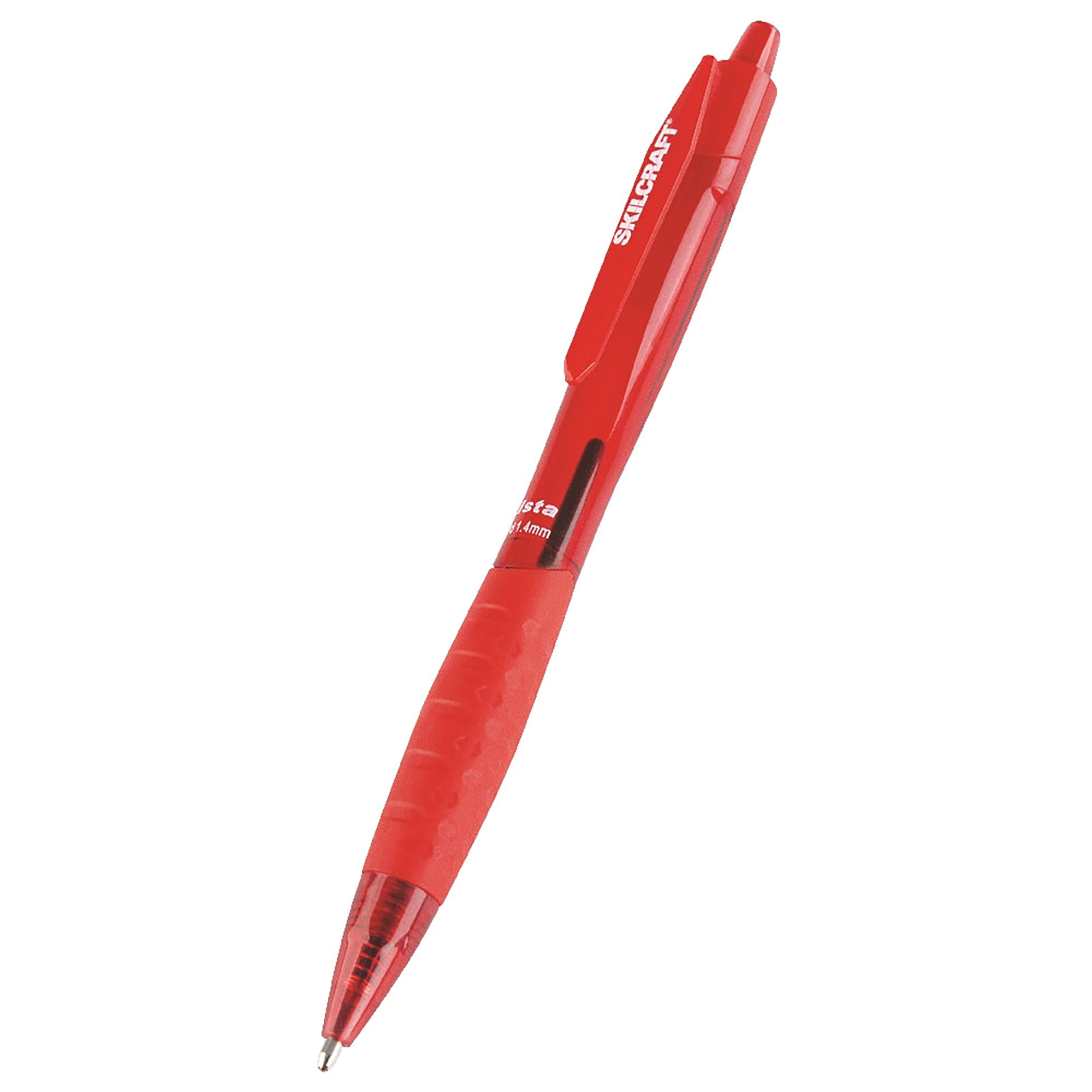 Pen, 1.4Mm Bold, Ballpoint With Clip, Cushion Grip, Red Ink, Refillable - 12/PK