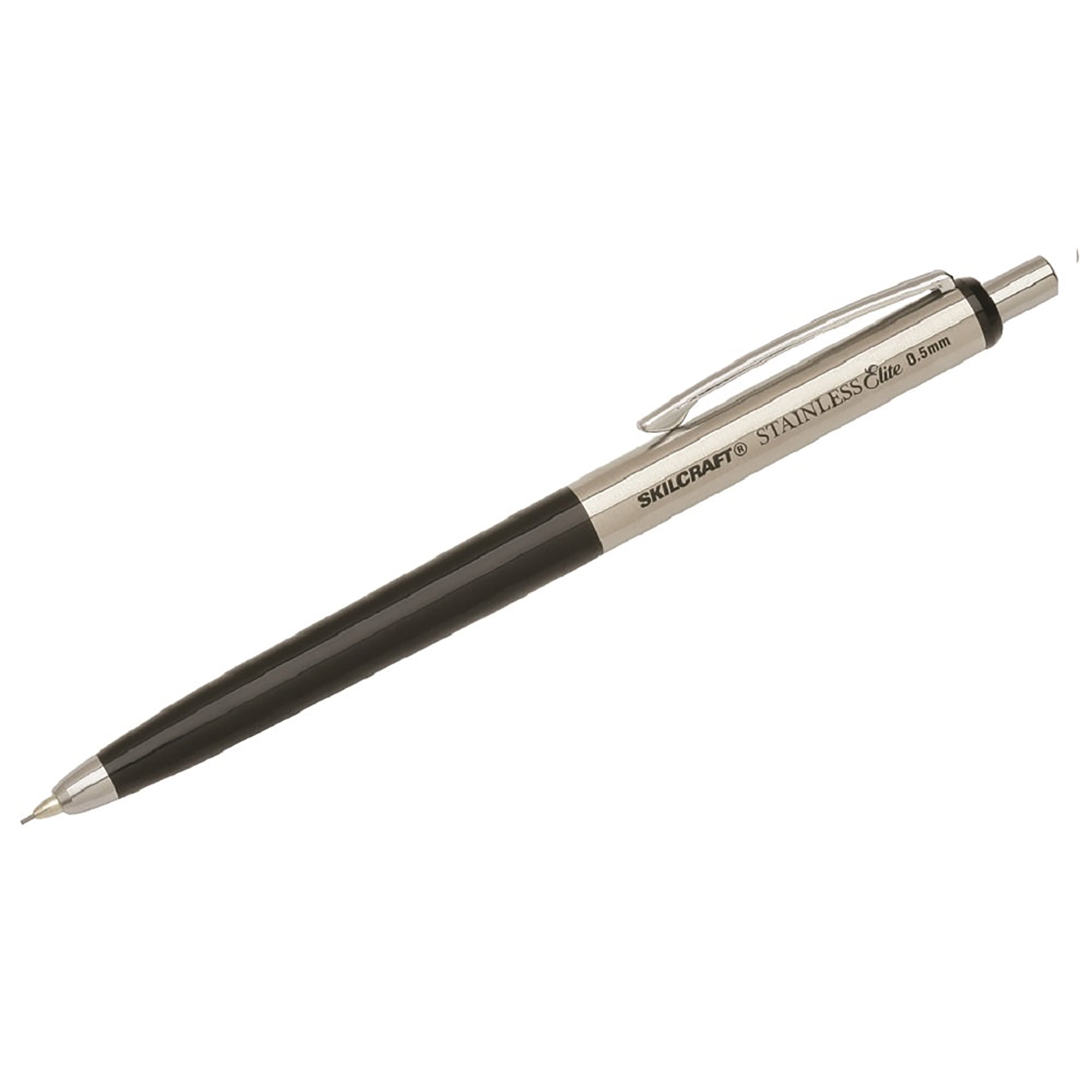 Pencil, Mechanical, Black Barrel, Half Stainless Steel, 0.5Mm - 3/PK