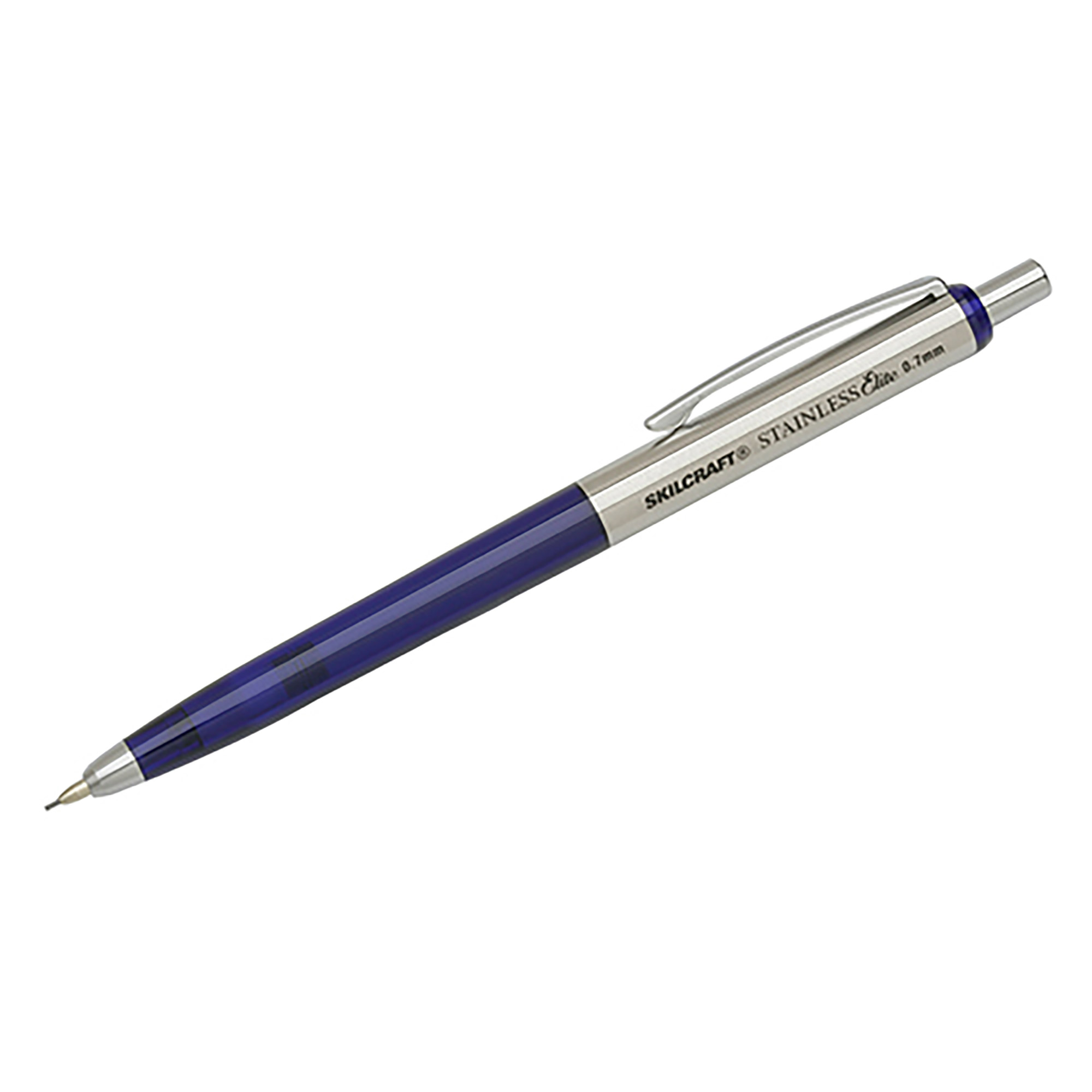 Pencil, Mechanical, Blue Barrel, Half Stainless Steel, 0.7Mm - 3/PK