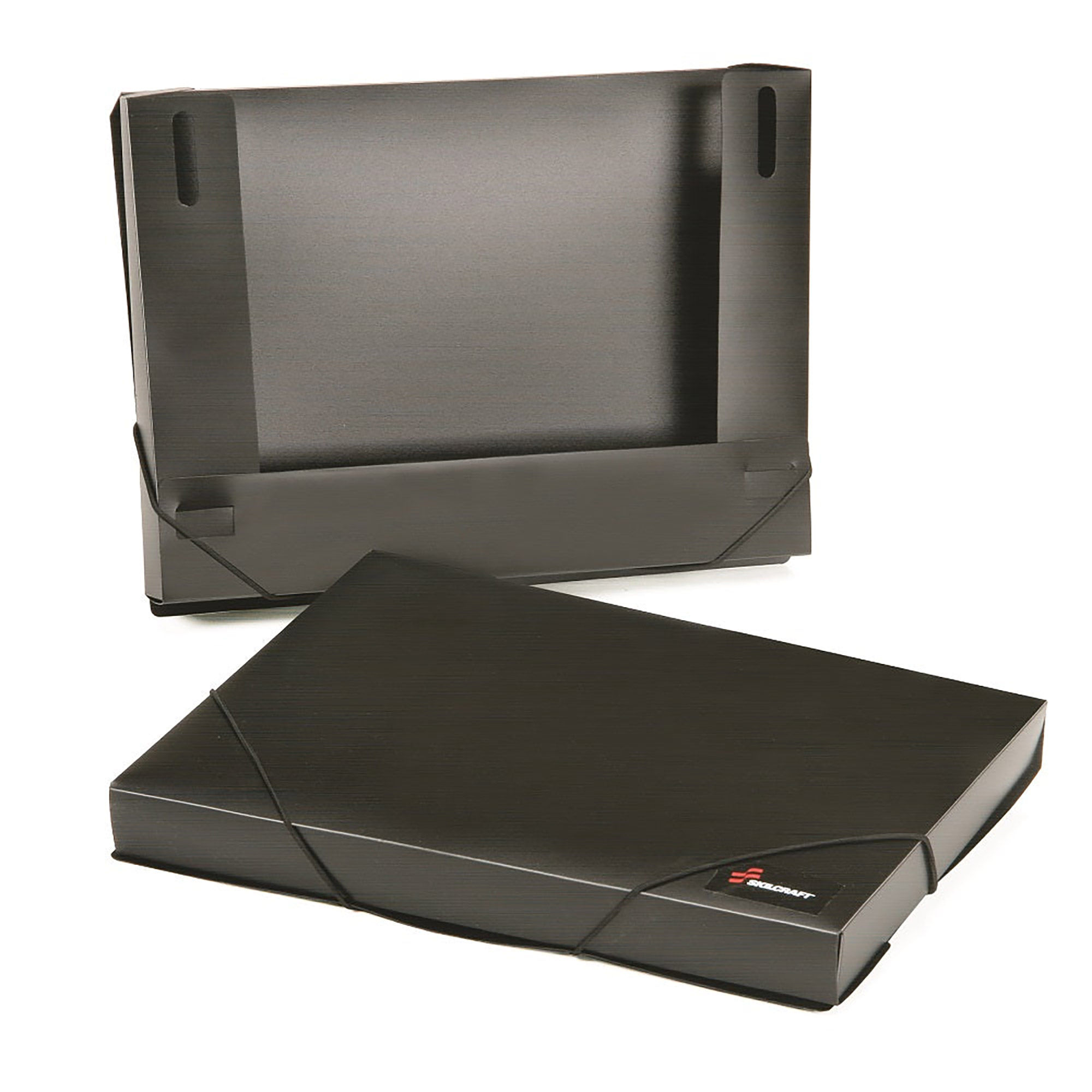 File Storage Box, Expanding, Flap and Cord Closure, Polypropylene, Black - Each