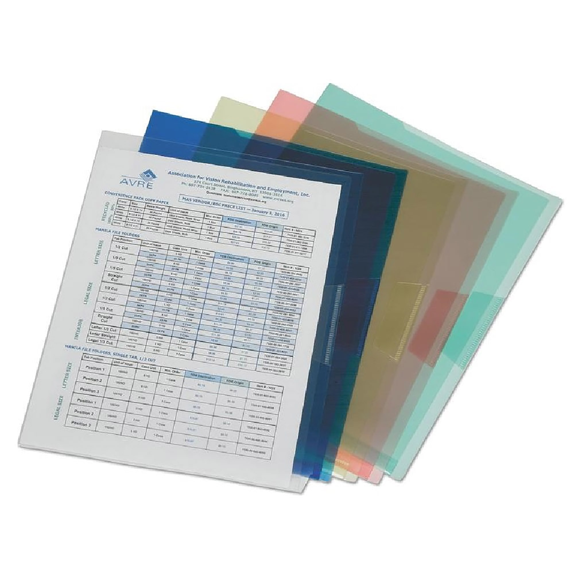 Project Jacket, Poly, Translucent Assorted Colors, 11 3/4" x 9 1/4" - 5/PK