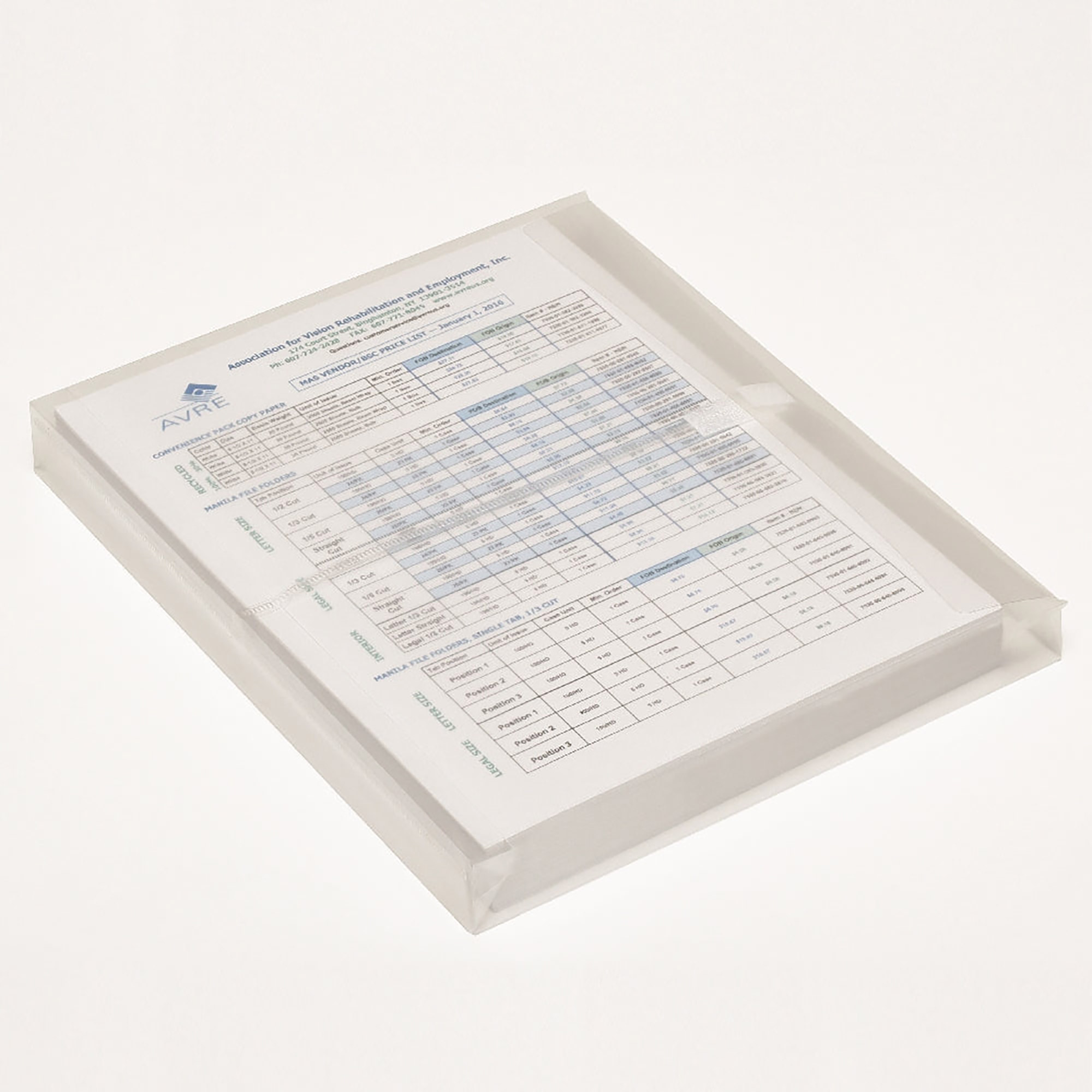 File Folder, Expandable, Hook And Loop, Clear, 9-3/4" x 11-5/8" - 5/PK