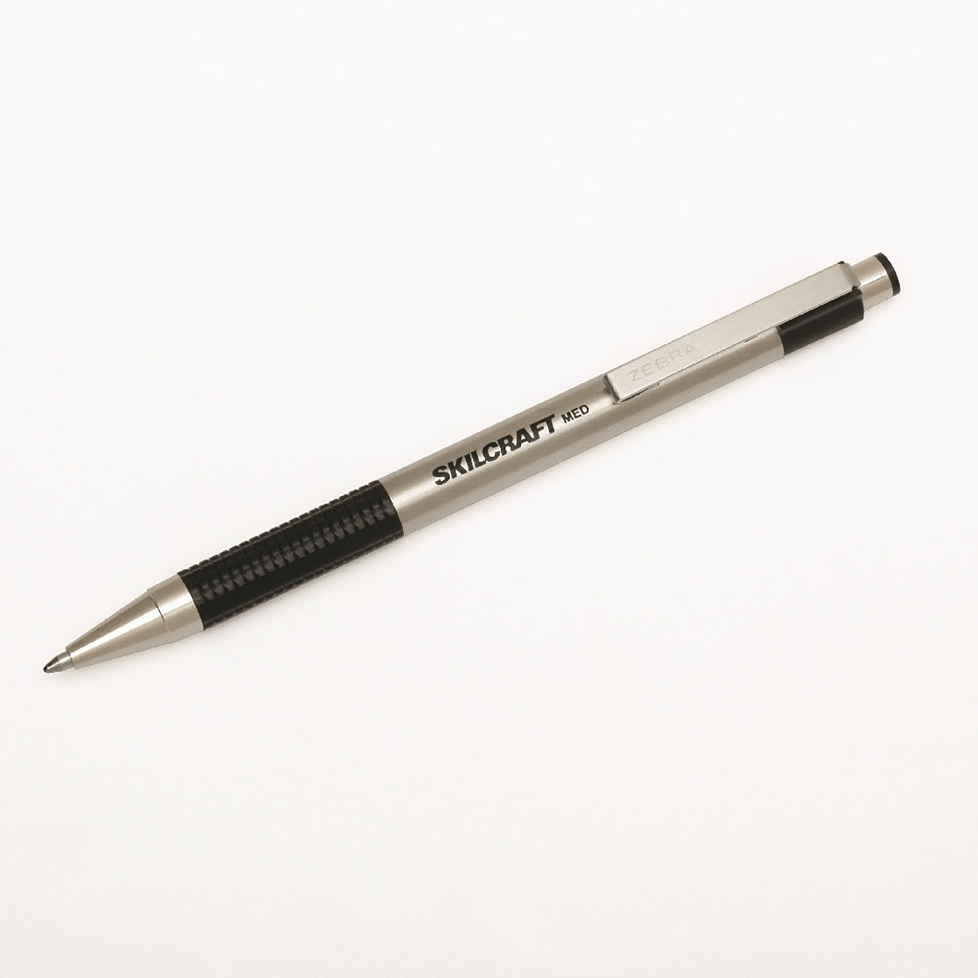 Pen, Retractable Ballpoint, Stainless Steel, Nonslip Grip, Medium Point, Black Ink, 2/PK