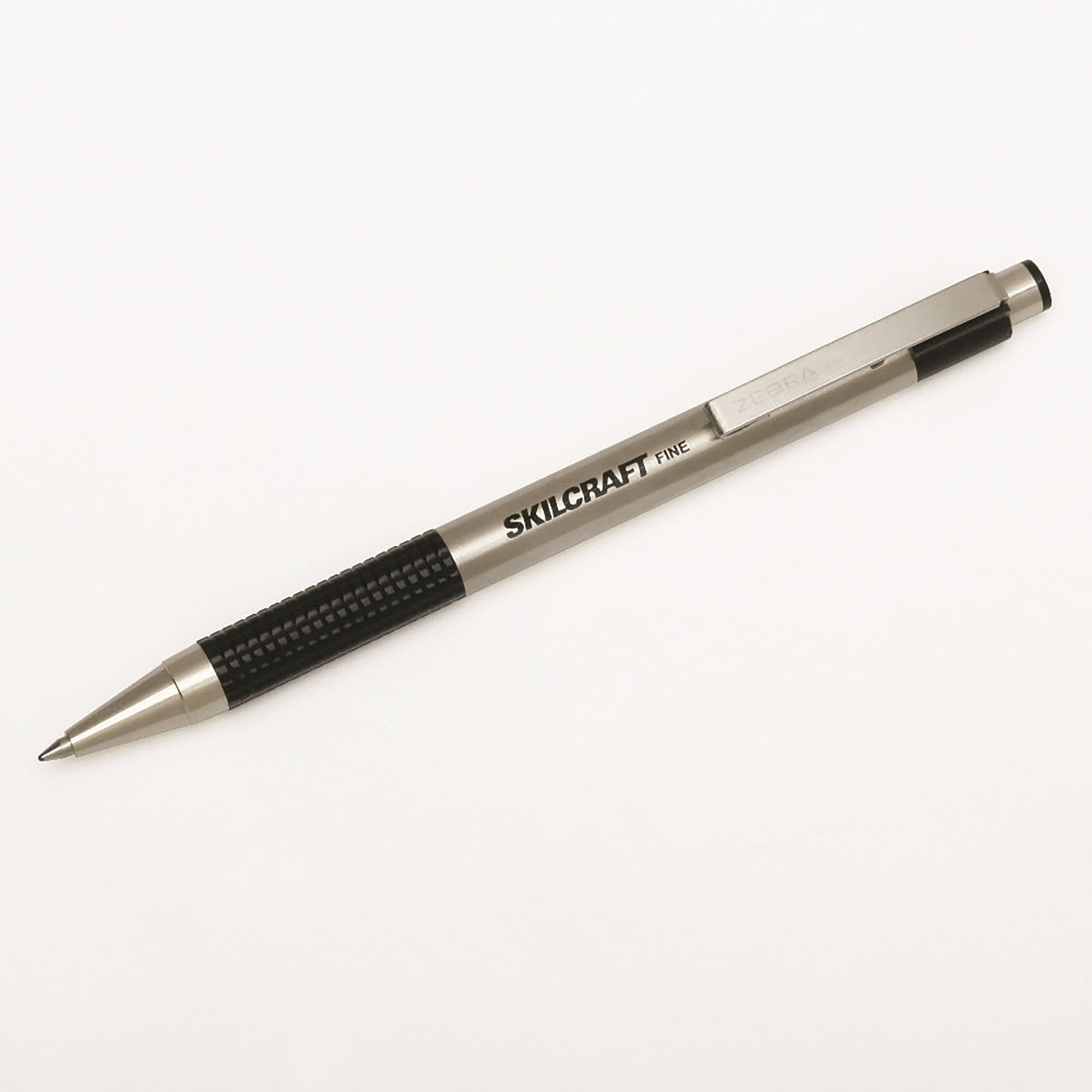 Pen, Retractable Ballpoint, Stainless Steel, Nonslip Grip, Fine Point, Black Ink, 2/PK