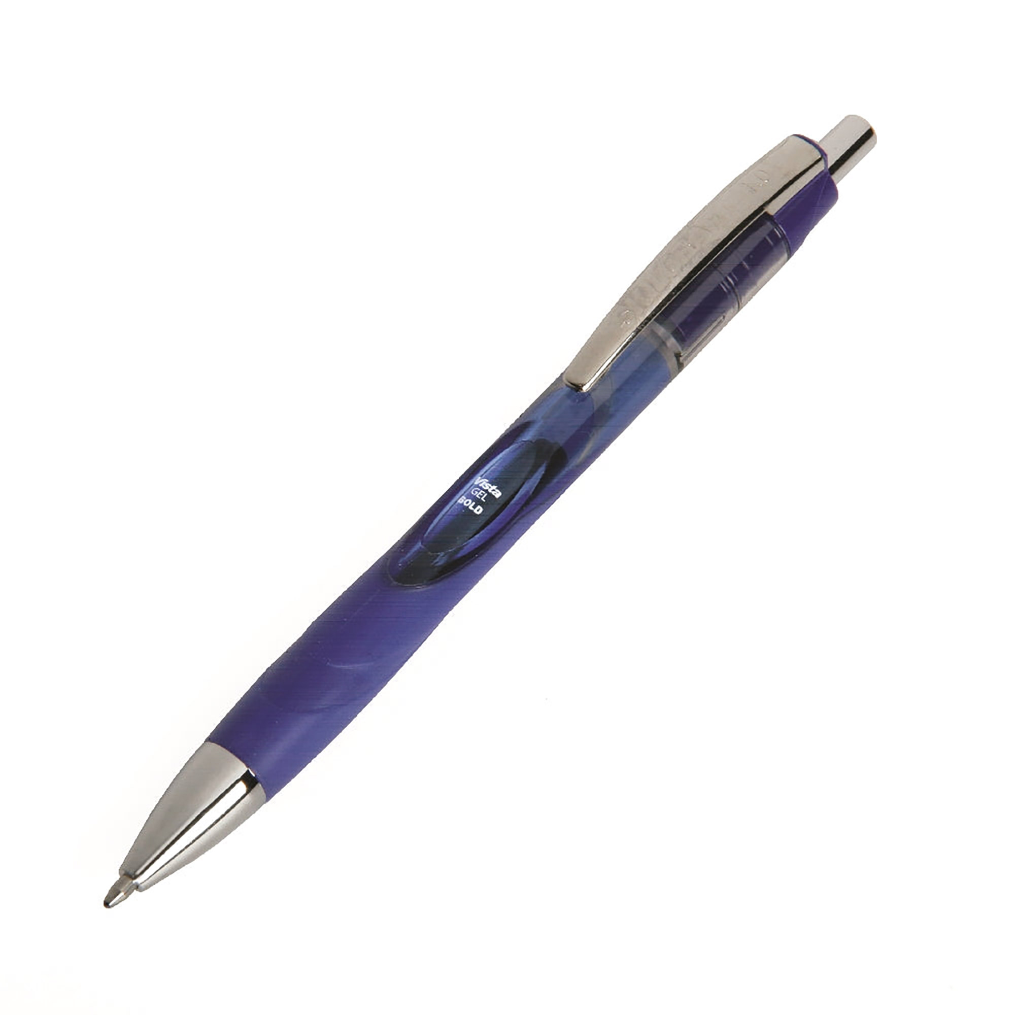 Pen, Gel, Retractable, Refillable, Tinted Barrel, Vista, Blue, Bold Point - 12/PK