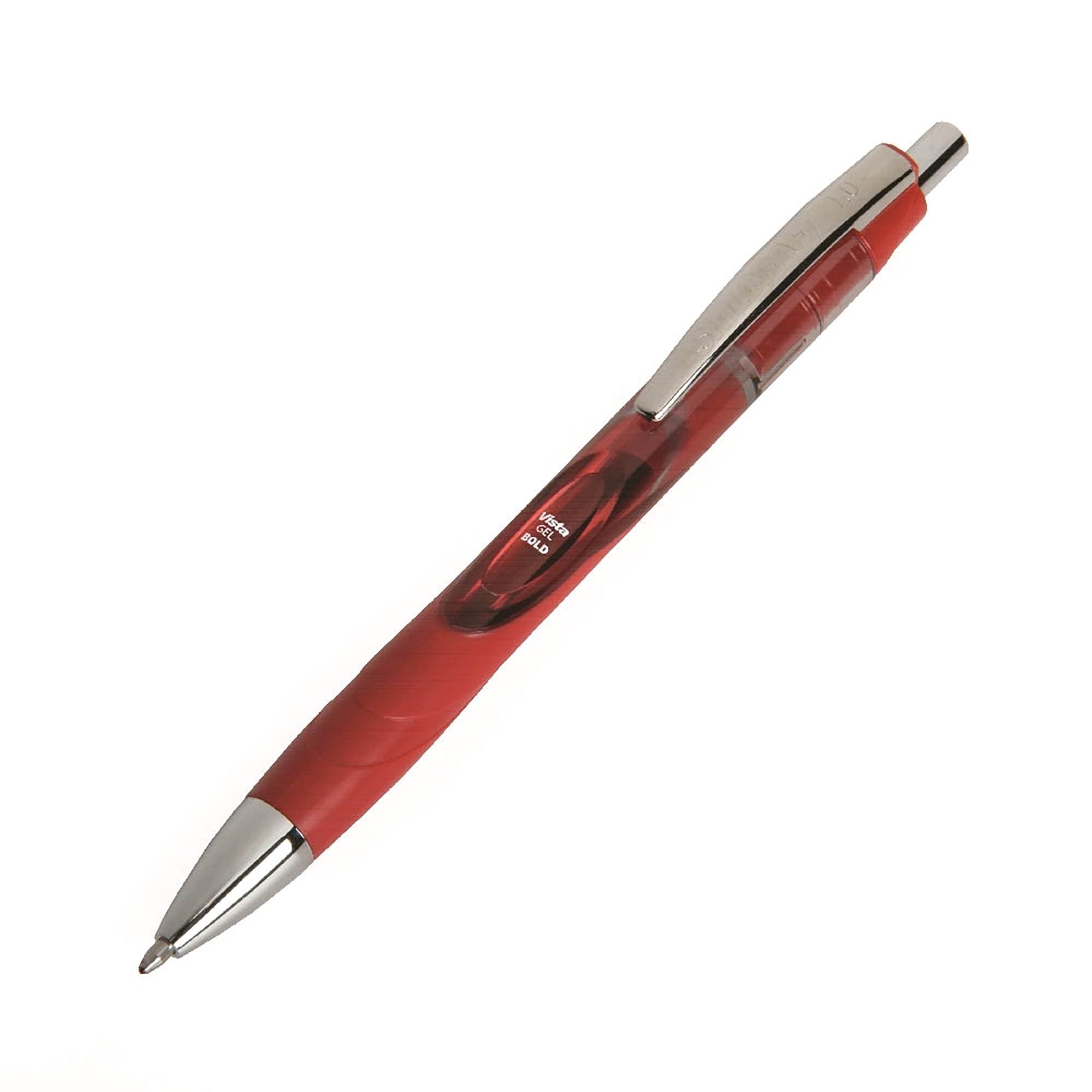 Pen, Gel, Retractable, Refillable, Tinted Barrel, Vista, Red, Bold Point - 12/PK