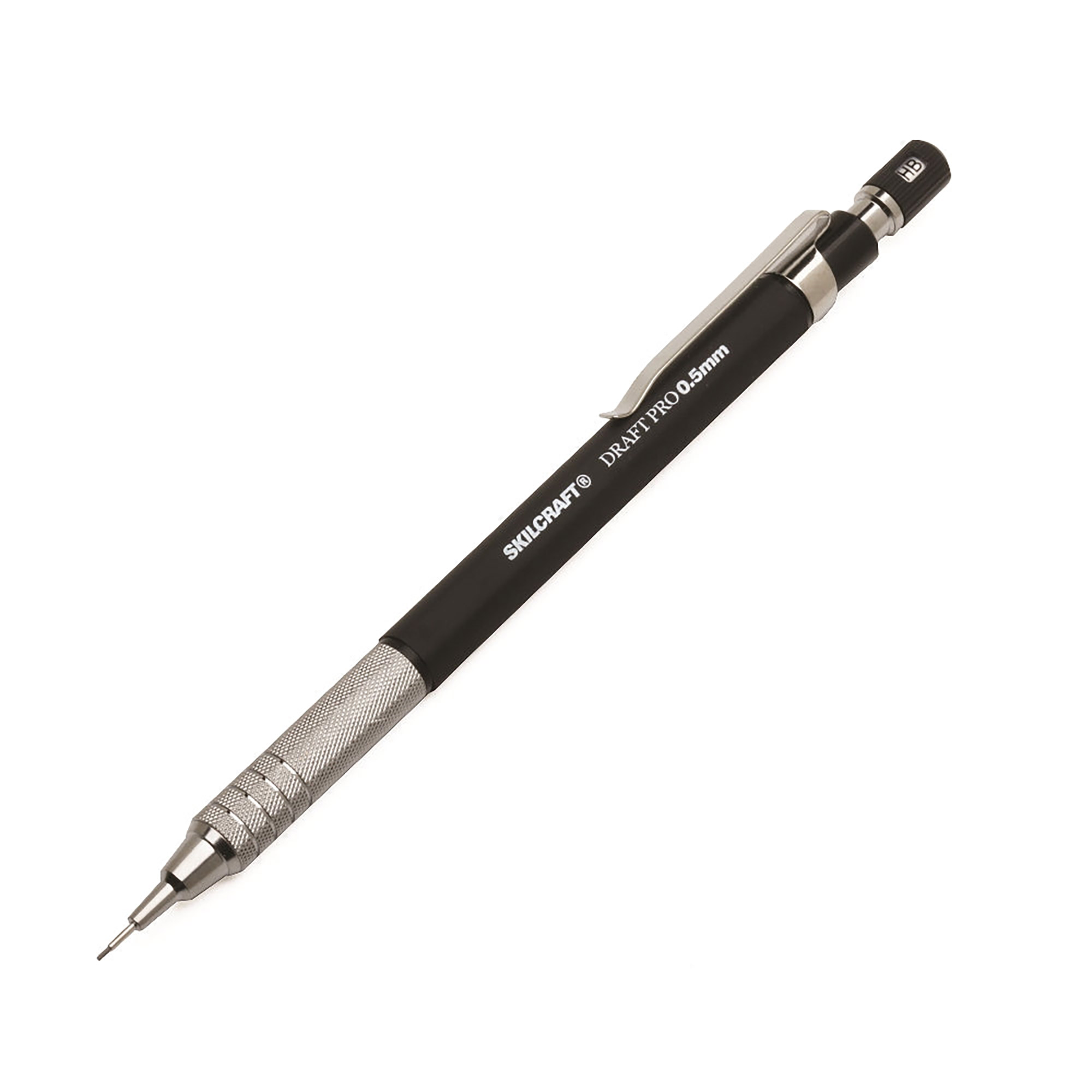 Pencil, Mechanical, Drafting, Black Barrel, Stainless Steel Etched Grip, 0.5Mm - 3/PK