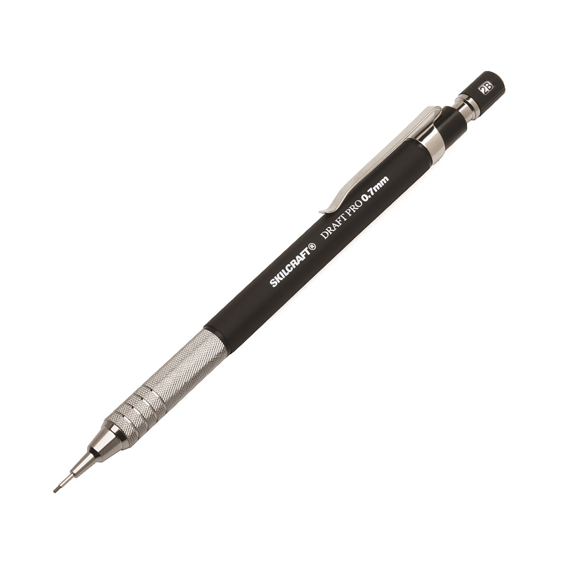 Pencil, Mechanical, Drafting, Black Barrel, Stainless Steel Etched Grip, 0.7Mm - 3/PK