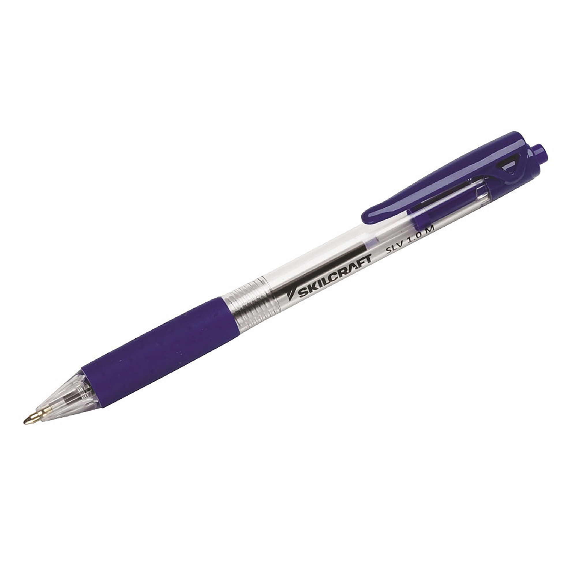 Pen, Ballpoint, Low Viscosity Ink, Retractable, Rubber Grip, Blue, 1Mm - 12/PK