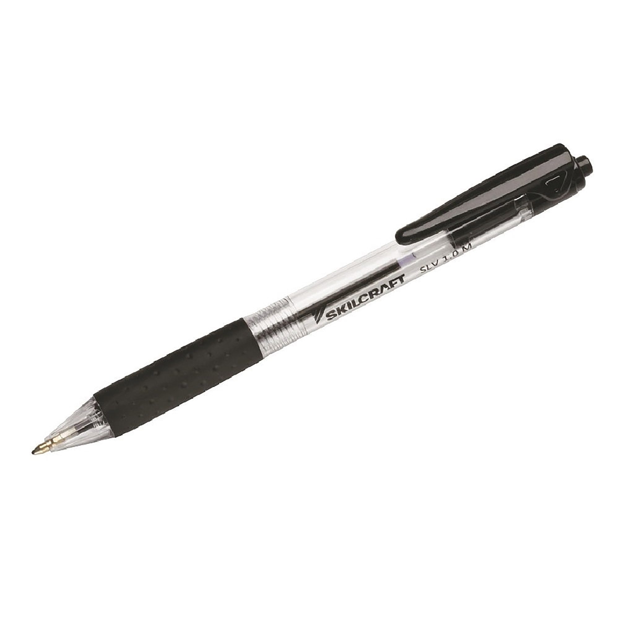 Pen, Ballpoint, Low Viscosity Ink, Retractable, Rubber Grip, Black, 1Mm - 12/PK