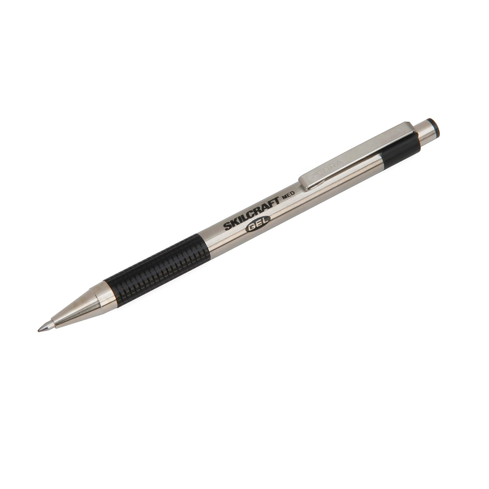 Pen, Gel, Retractable, Stainless Steel Barrel, Black Ink, Medium Point - 2/PK