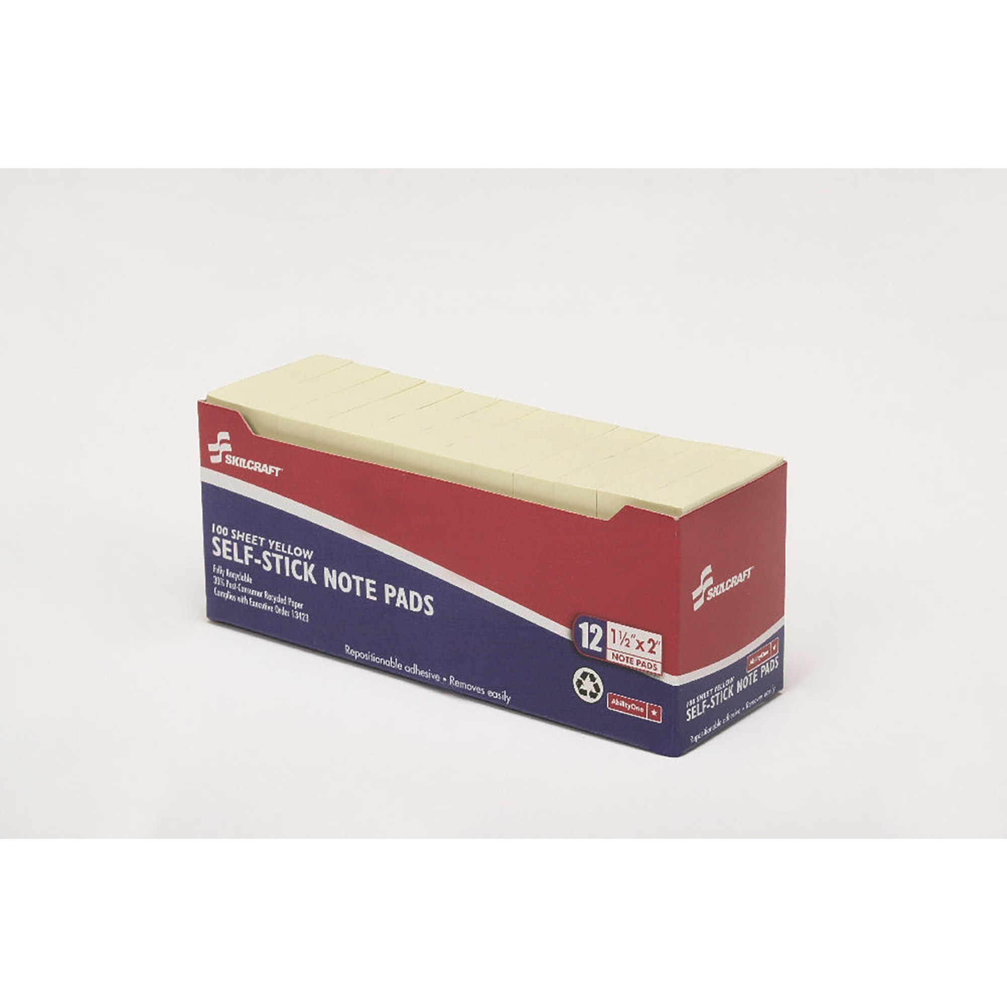 Pad, Writing Paper, Self-Stick, Repositionable, Unruled, Yellow, 1-1/2" x 2" - 12/PK
