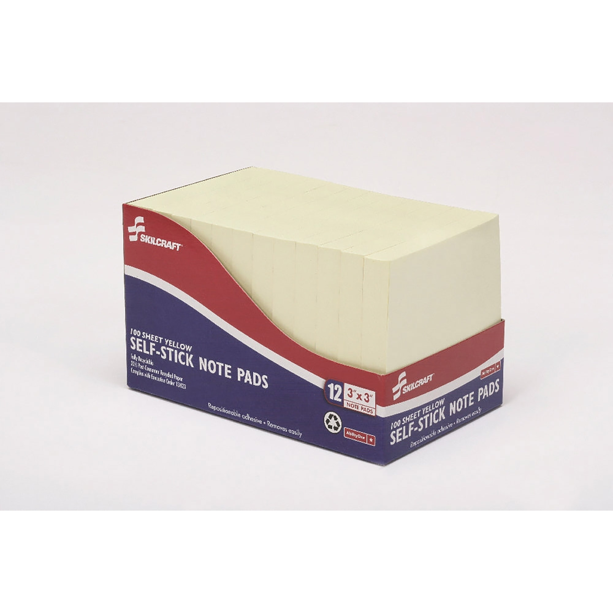 Pad, Writing Paper, Self-Stick, Repositionable, Unruled, Yellow, 3" x 3" - 12/PK